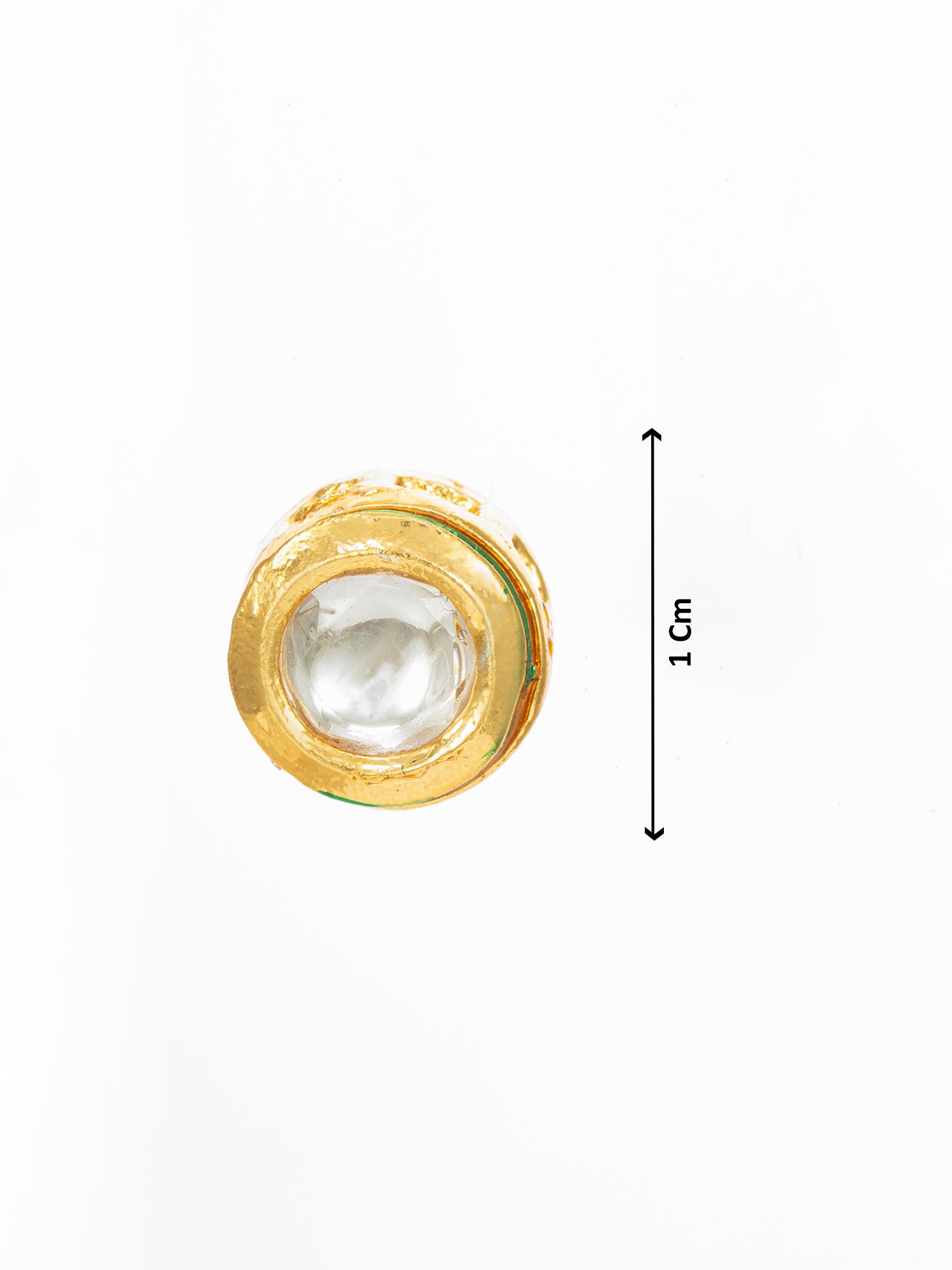 Gold Plated White Round Stud Earrings with Kundan Stones – View 3 | Aadita Jewelry