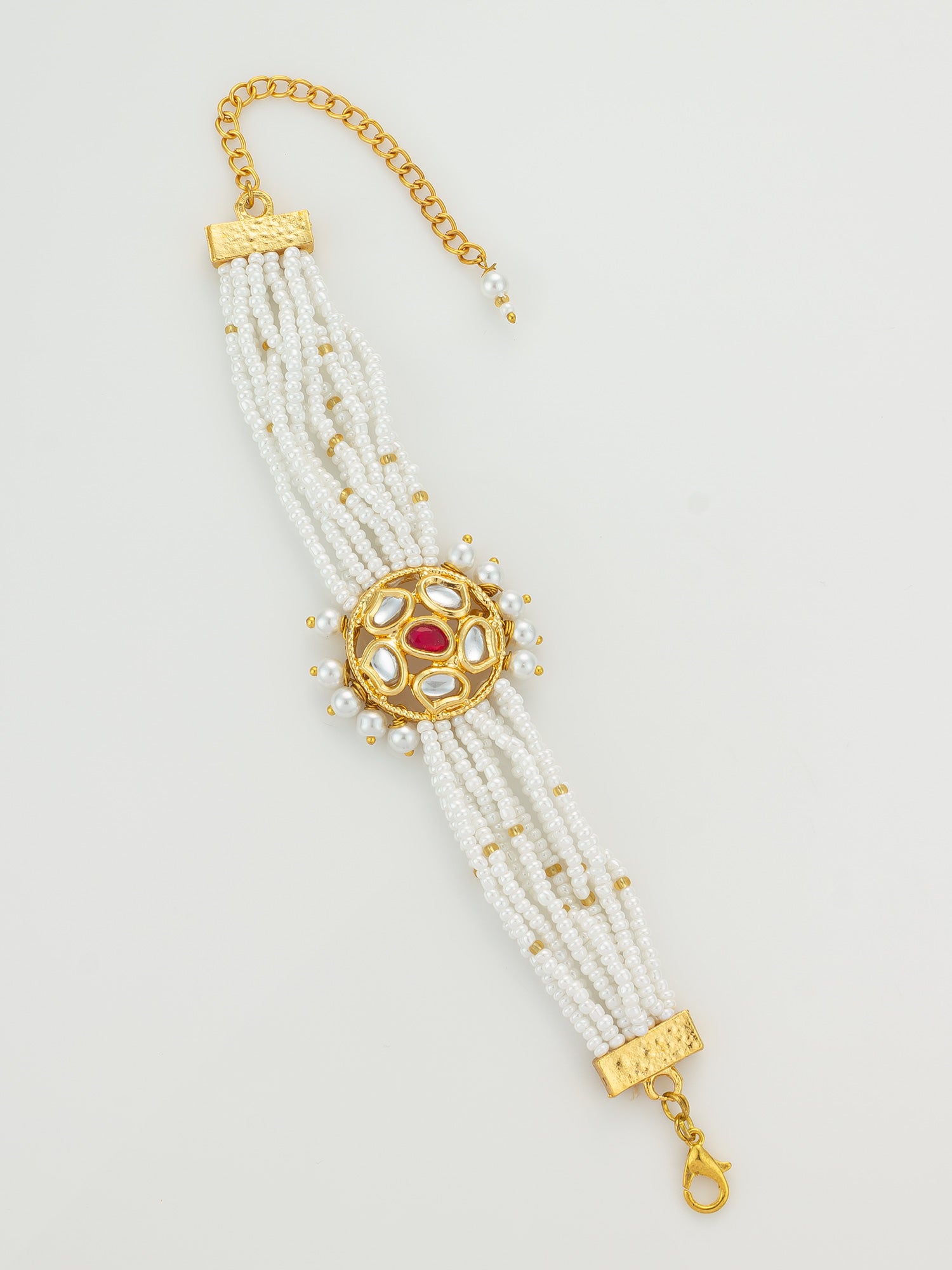 Kundan Studded Gold Floral Bracelet | Aadita Jewelry