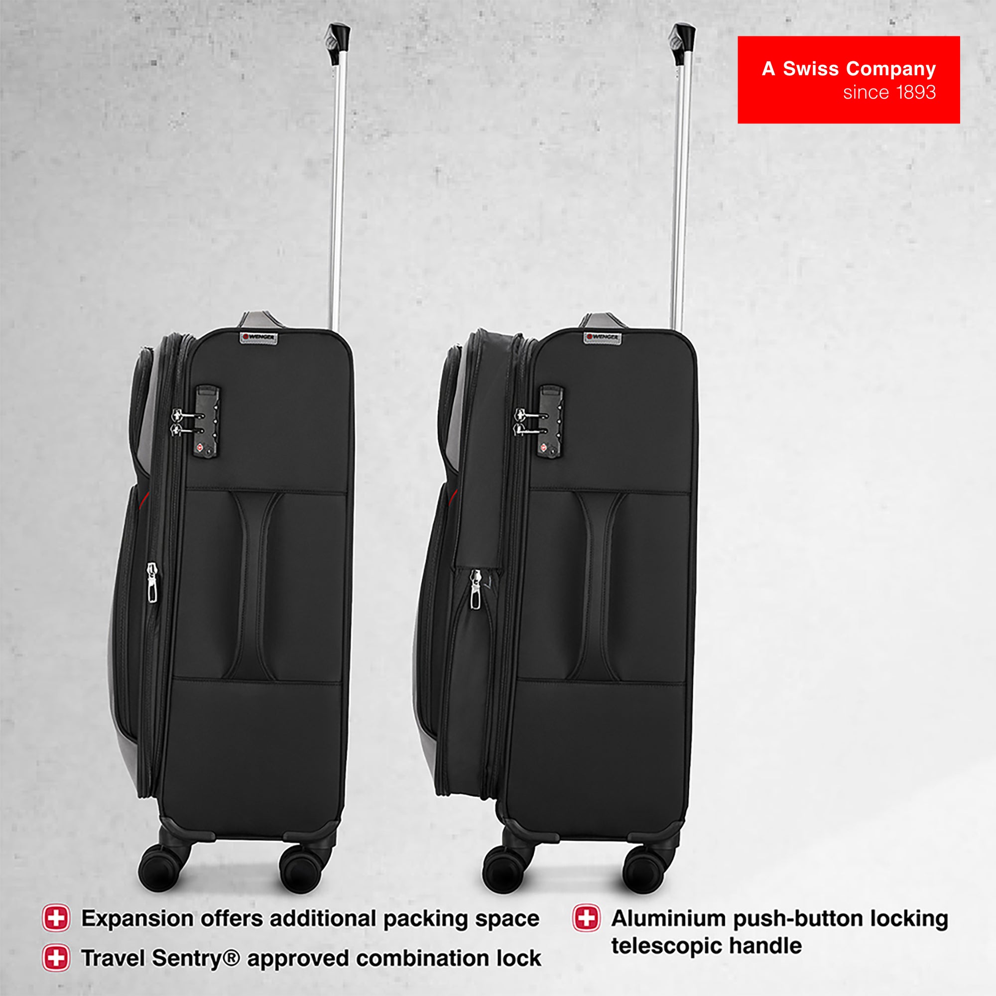 Wenger Castic Pro Check-in Suitcase - Large (Value Edition) - Black - Image 6