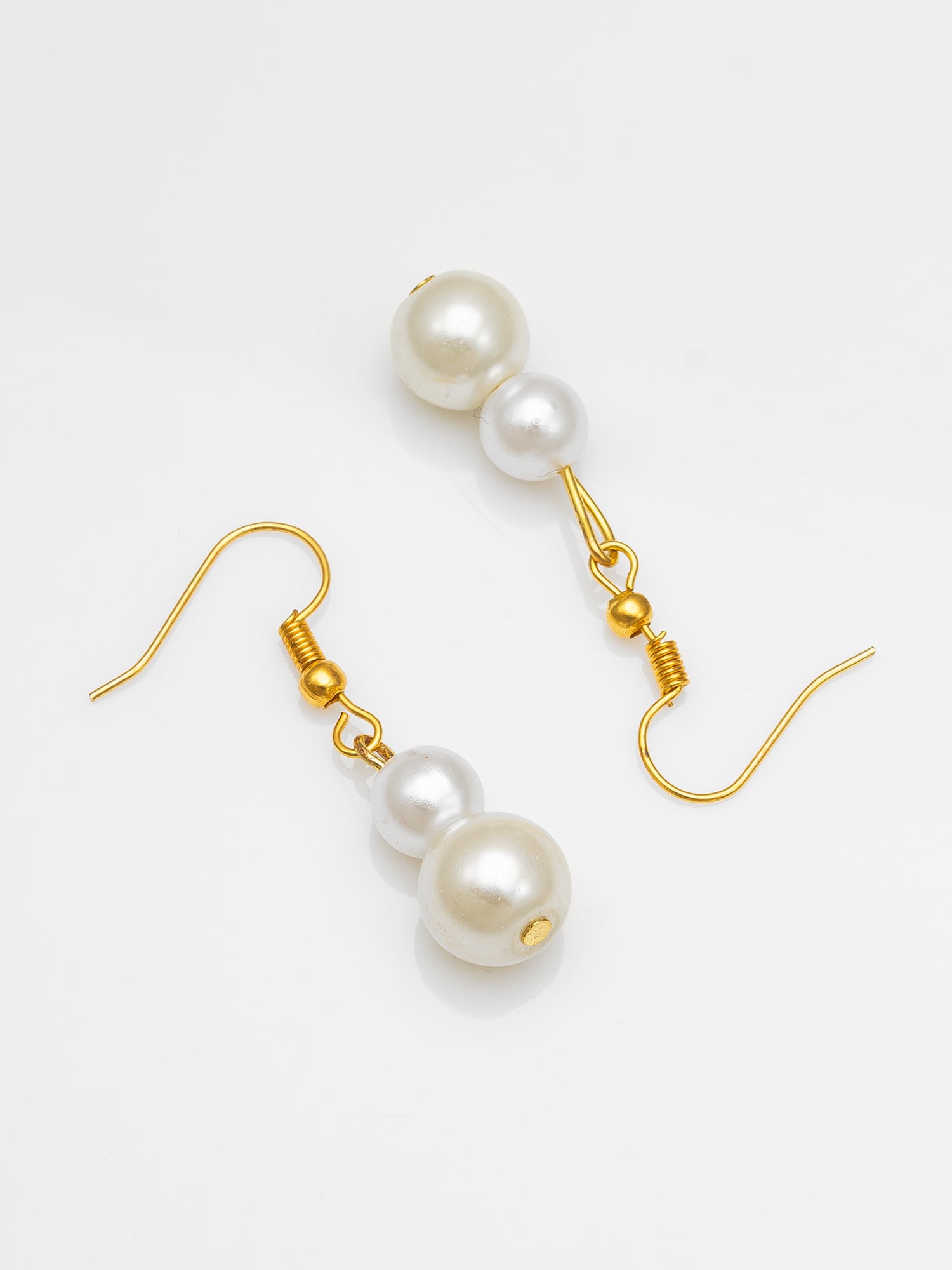 White Pearl Beaded Necklace Set with Drop Earrings for Women – View 3 | Aadita Jewelry