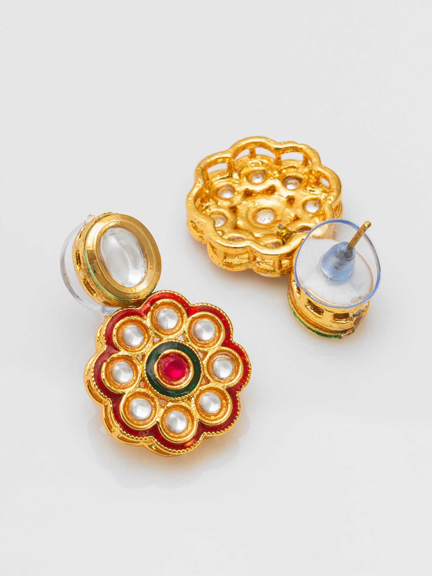 Floral Kundan Pearl Multicolour Necklace Set – View 3 | Aadita Jewelry
