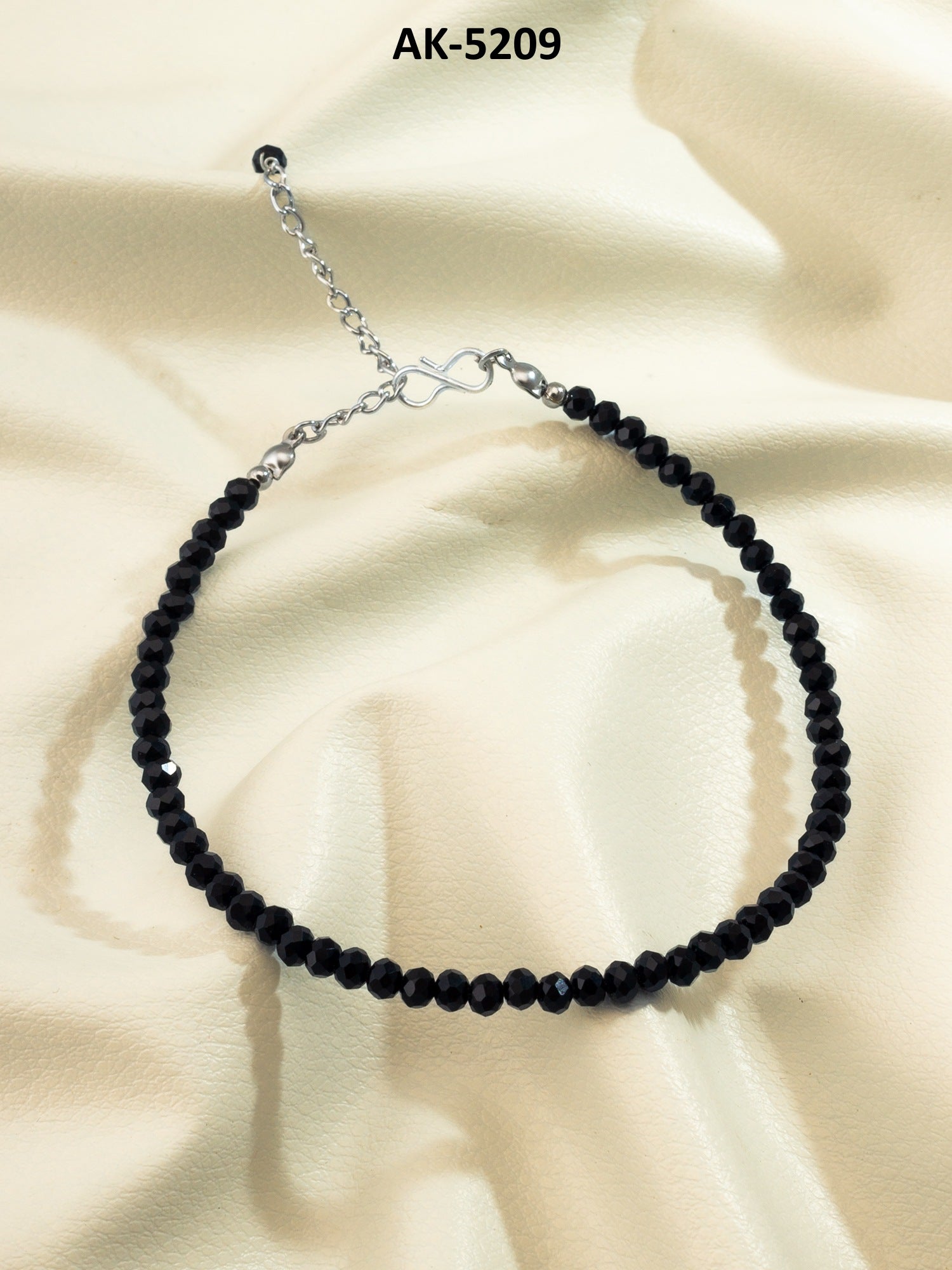 Black Crystal Faceted Bead Anklet – View 5 | Aadita Jewelry