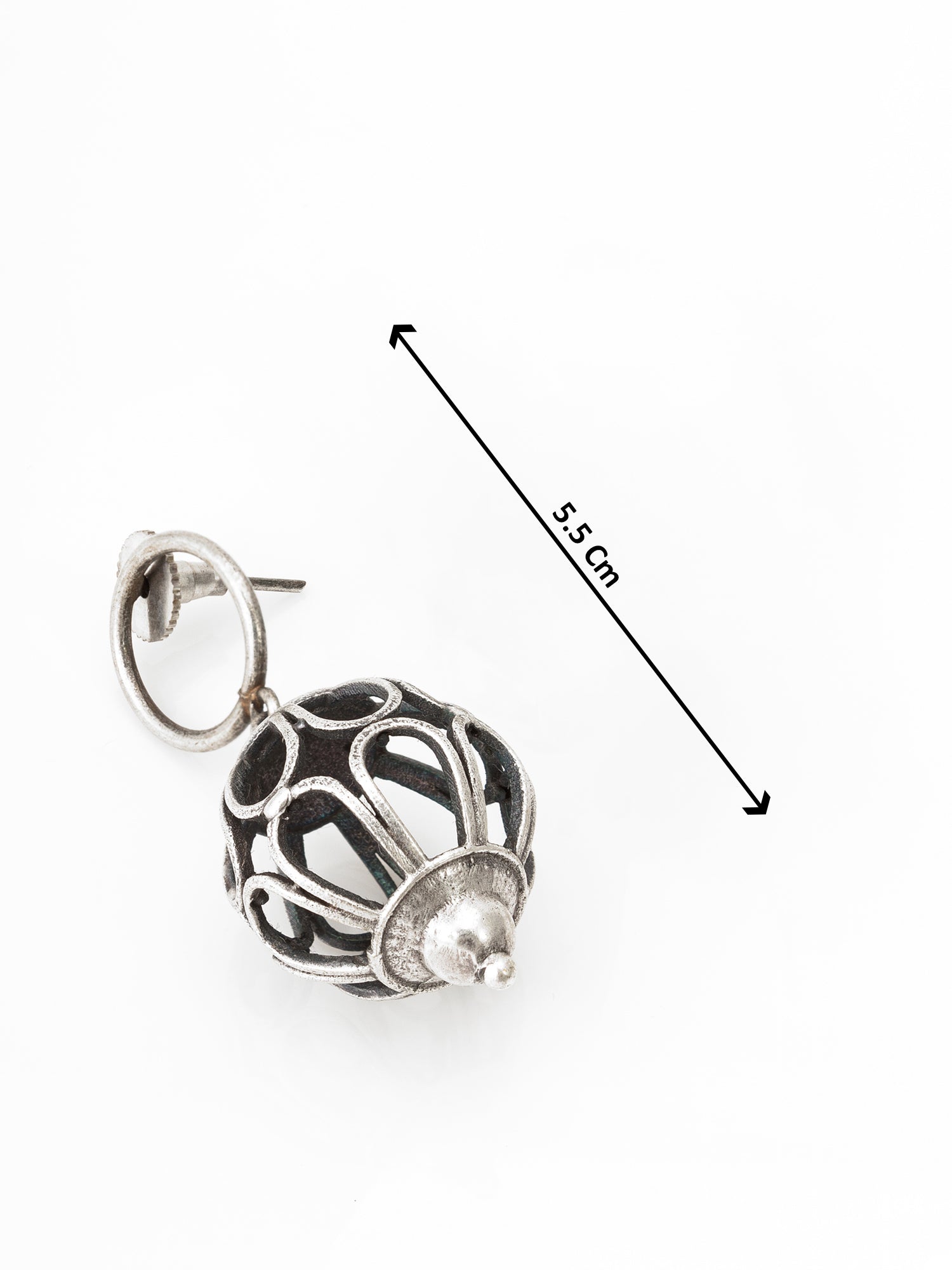 Oxidized Silver Filigree Globe Drop Earrings – View 3 | Aadita Jewelry