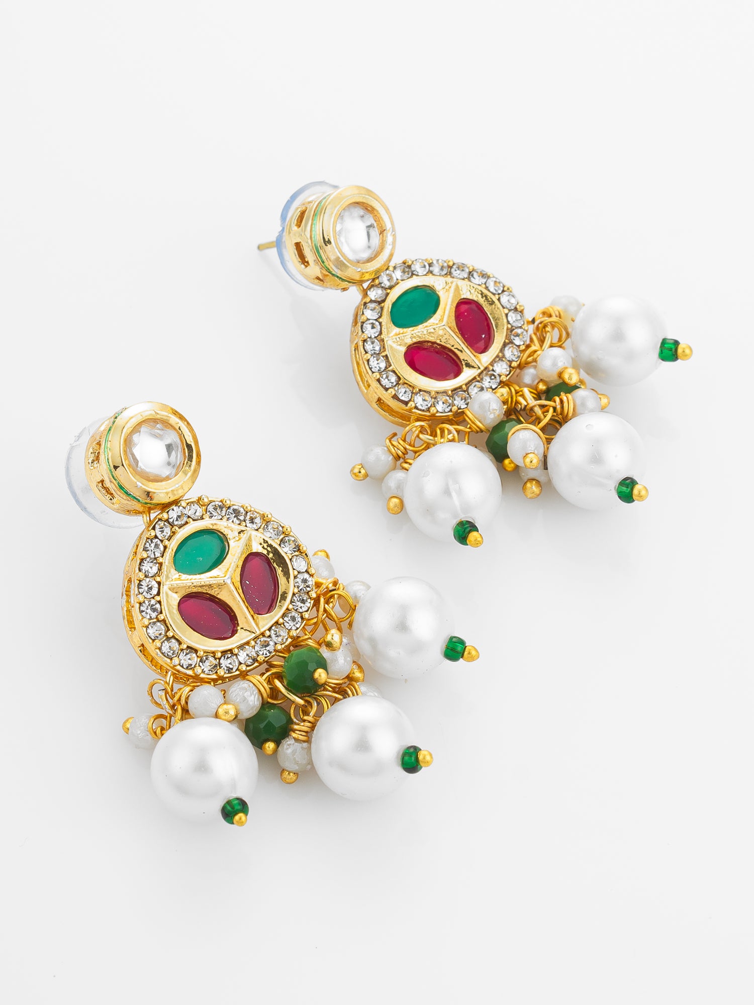 Traditional Kundan Gold Plated Choker Necklace Set with Pearls – View 2 | Aadita Jewelry