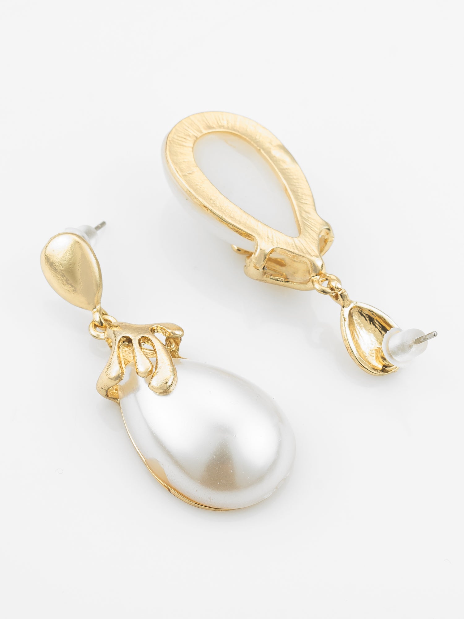 Gold Plated Western Style White Drop Earrings – View 3 | Aadita Jewelry