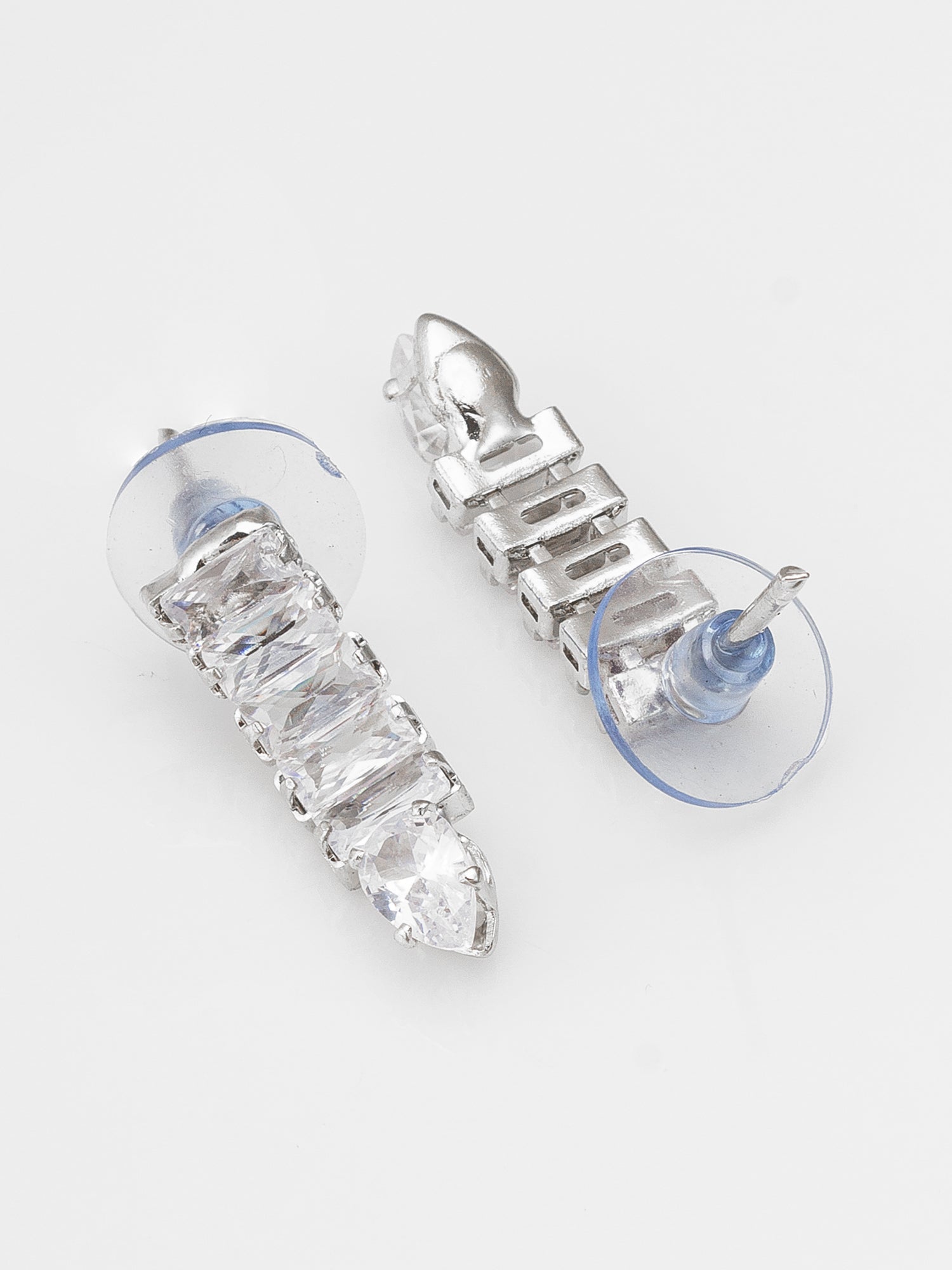 Classic Linear Baguette AD Necklace Set with Earrings – View 3 | Aadita Jewelry