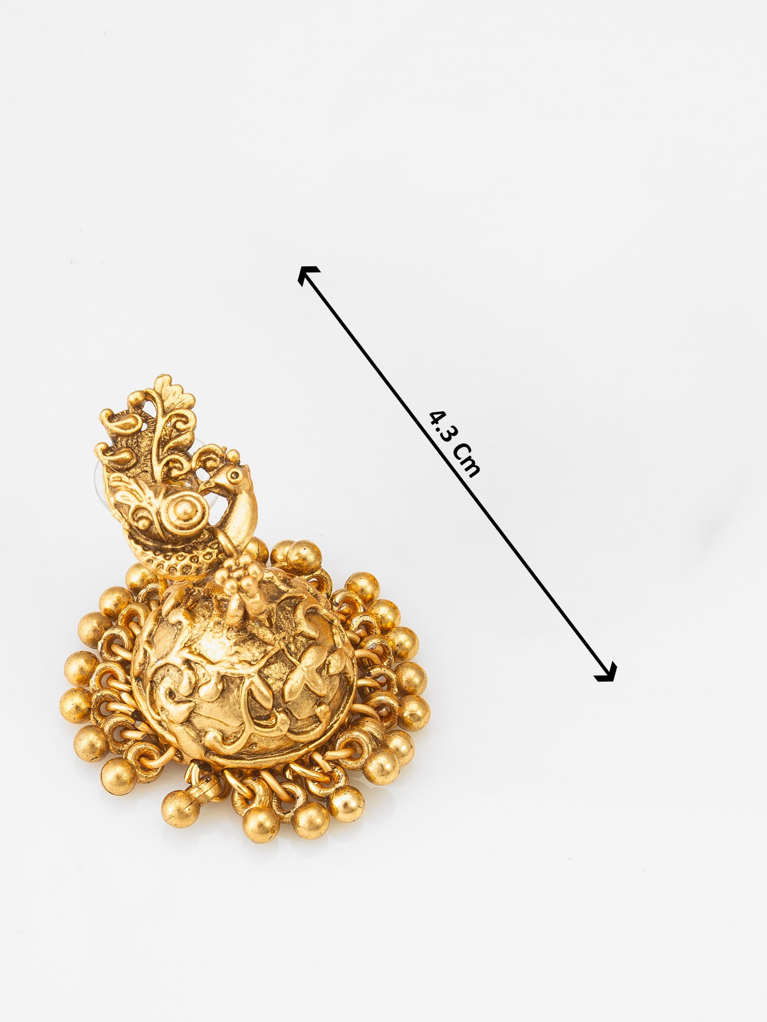 Antique Gold Temple Necklace Set with Multicolour Stones and Gold Bead Drops – View 5 | Aadita Jewelry