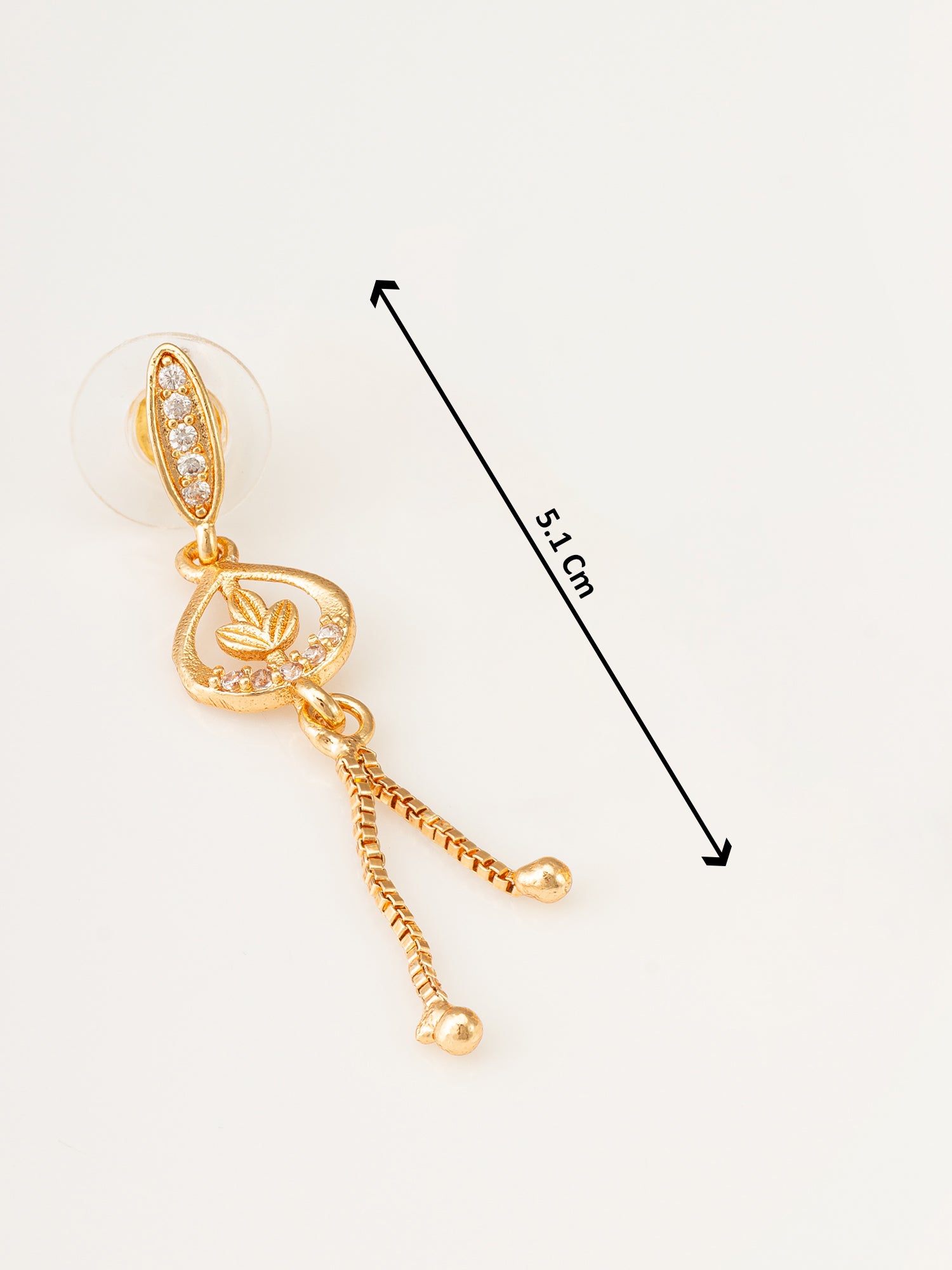 Gold-Plated AD Stone Drop Earrings with Chain – View 3 | Aadita Jewelry