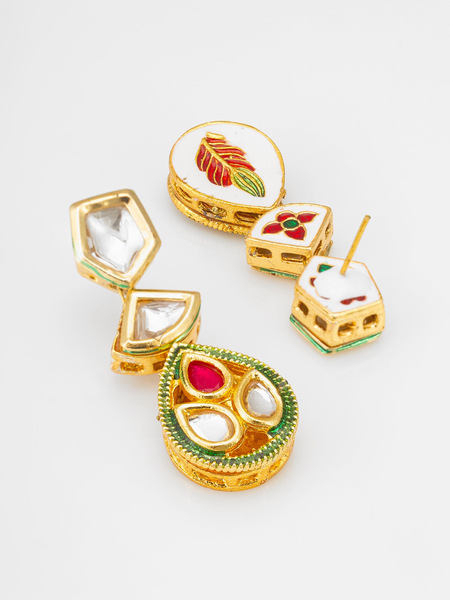 Gold Plated Kundan Drop Earrings – View 2 | Aadita Jewelry