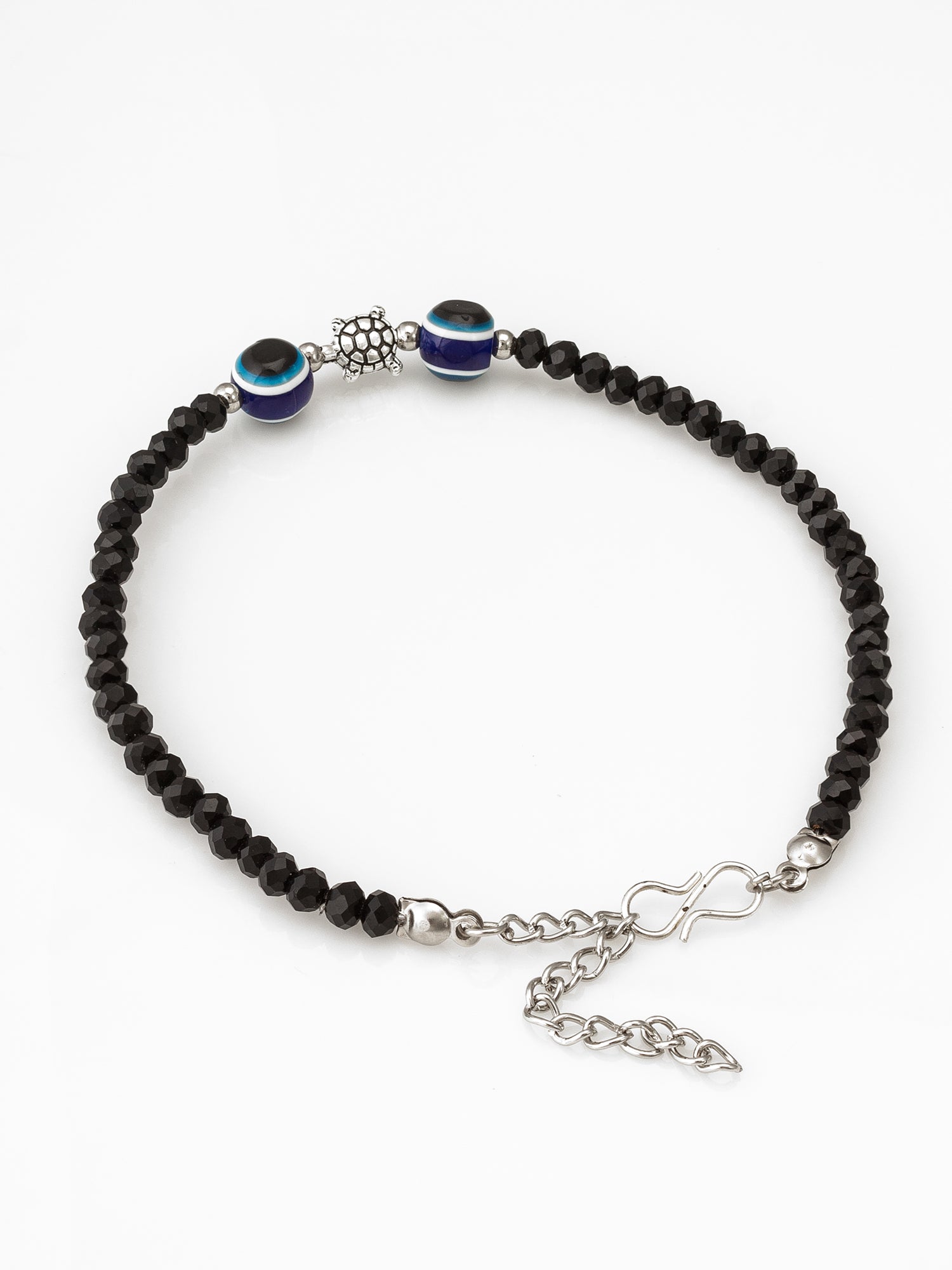 Black Crystal Bead Evil Eye Anklet – View 3 | Aadita Jewelry