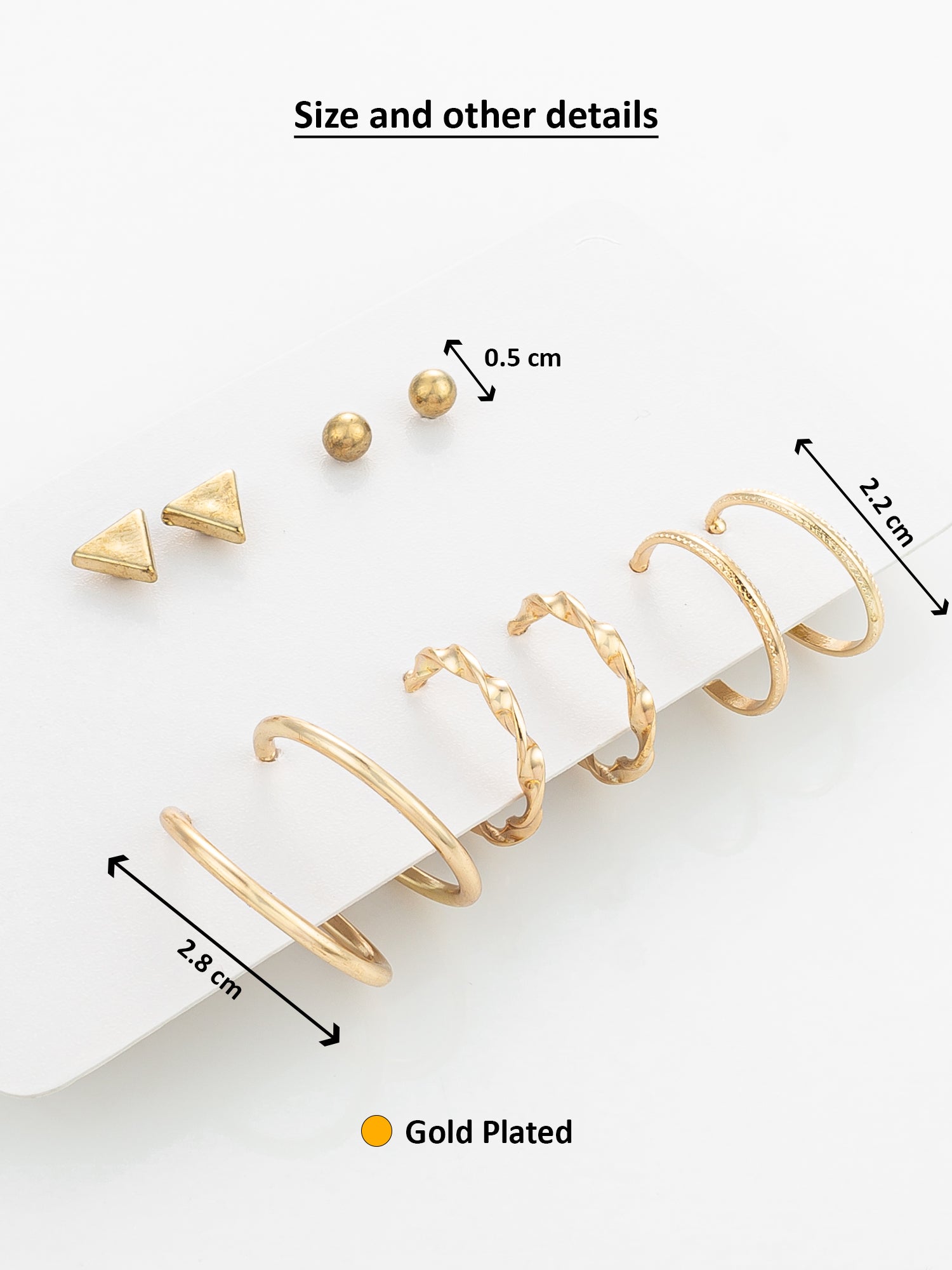 Aadita Gold Plated Geometric Stud and Hoop Earring Set – View 3 | Aadita Jewelry