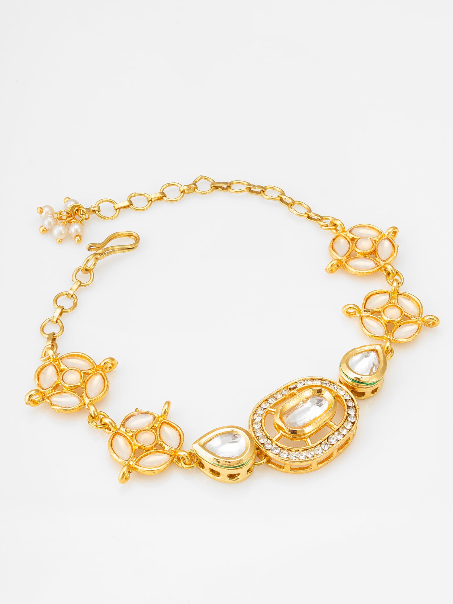 Gold-Plated White Kundan Bracelet | Aadita Jewelry
