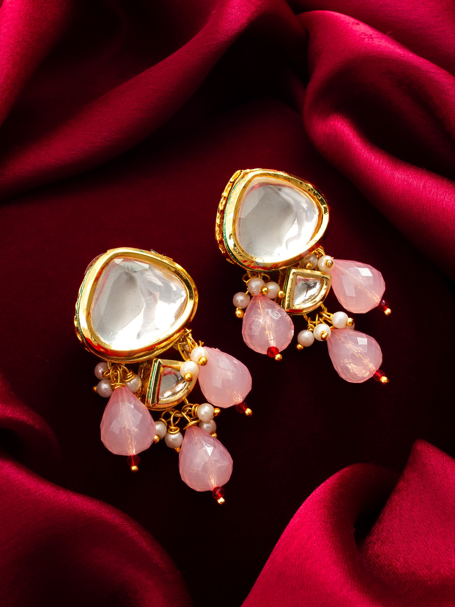 Premium Pink Bead Earrings – View 4 | Aadita Jewelry