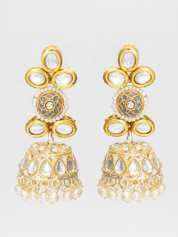 Traditional Kundan Pearl Jhumka Earrings | Aadita Jewelry