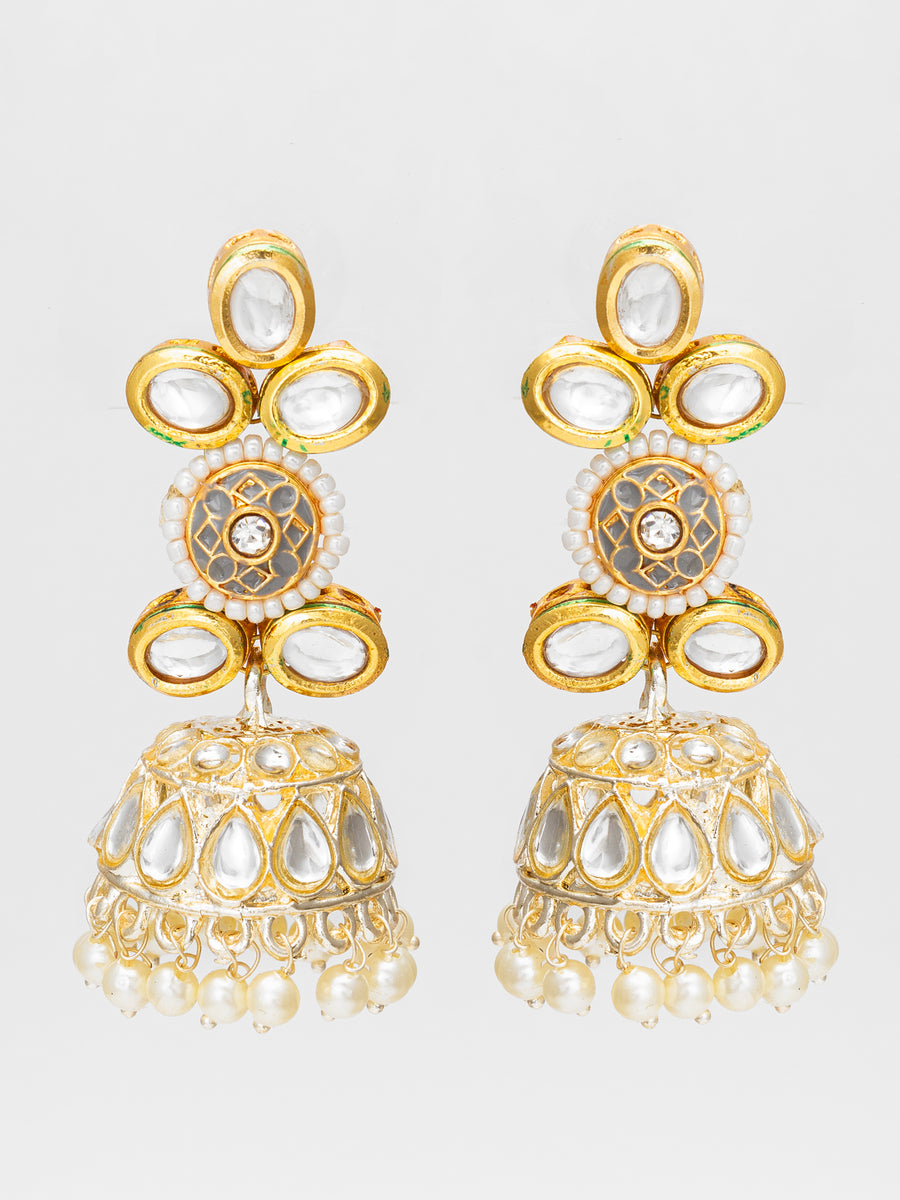 Traditional Kundan Pearl Jhumka Earrings