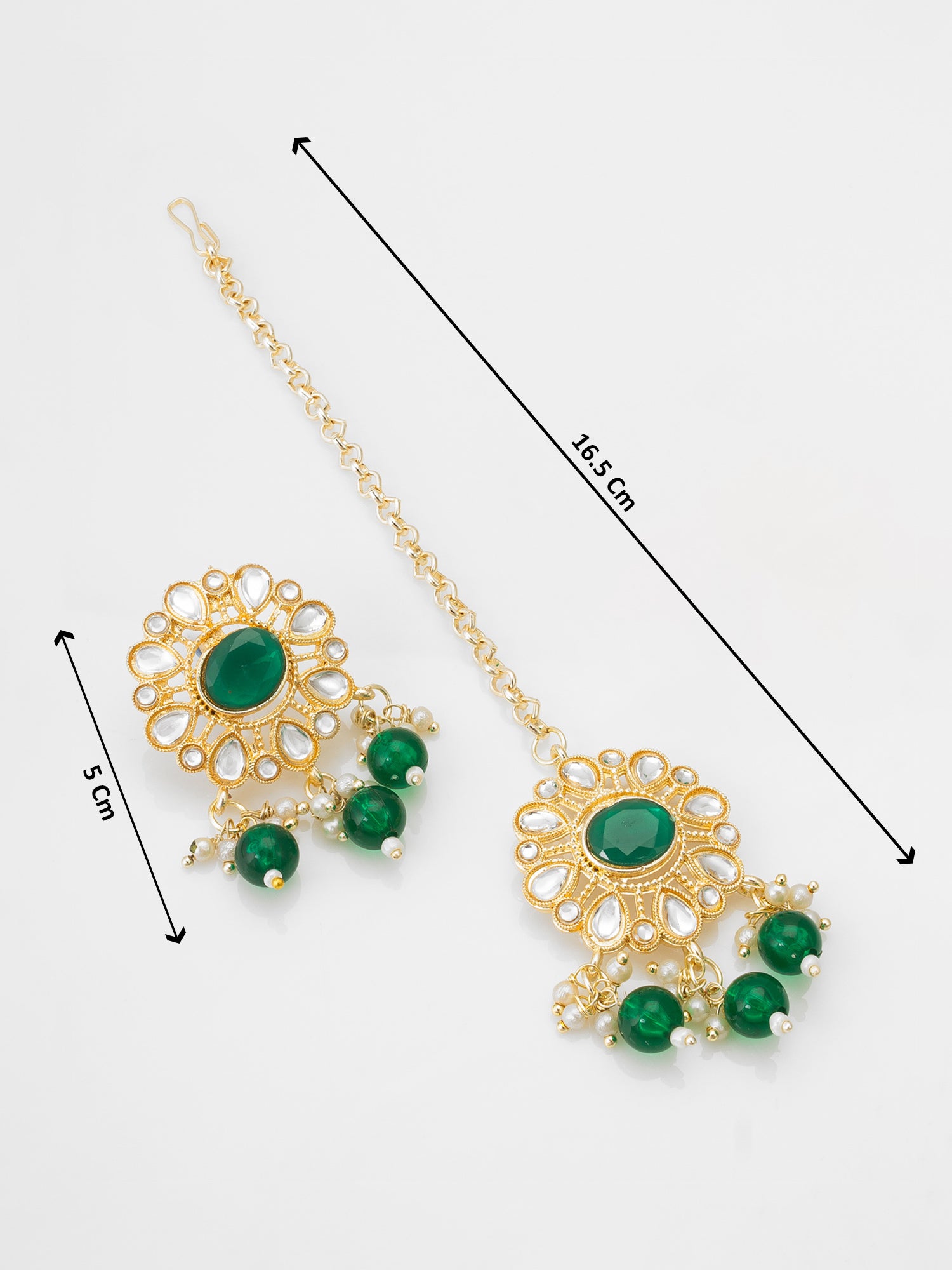 Green Kundan Choker Necklace Set with Beaded Drops Earrings – View 5 | Aadita Jewelry