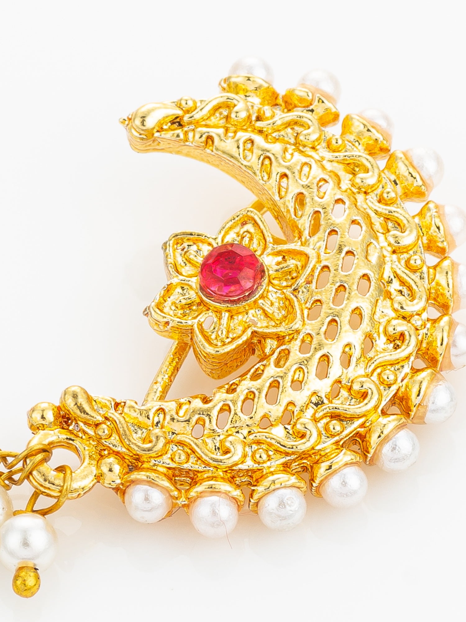 Floral Pearl Drop Nath – View 4 | Aadita Jewelry
