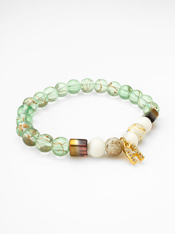 Mint Green Beaded Bracelet with Charm Accent | Aadita Jewelry