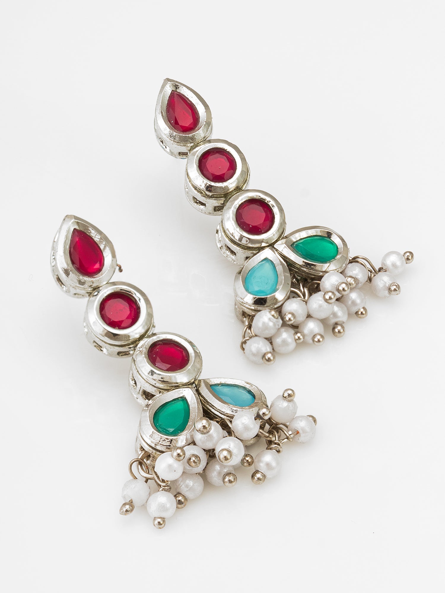 Silver Plated Multi Linear Earrings | Aadita Jewelry