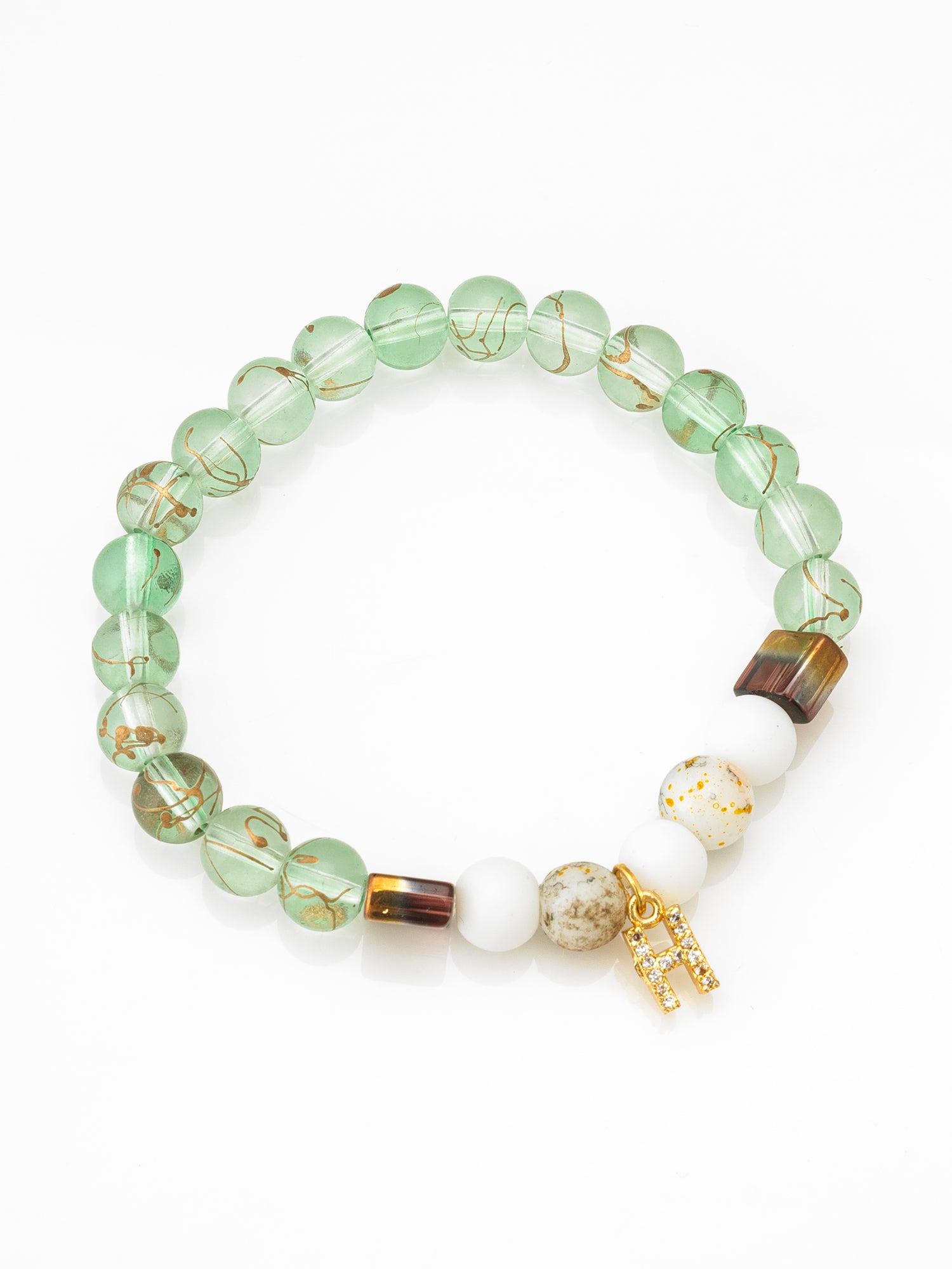 Mint Green Beaded Bracelet with Charm Accent – View 2 | Aadita Jewelry