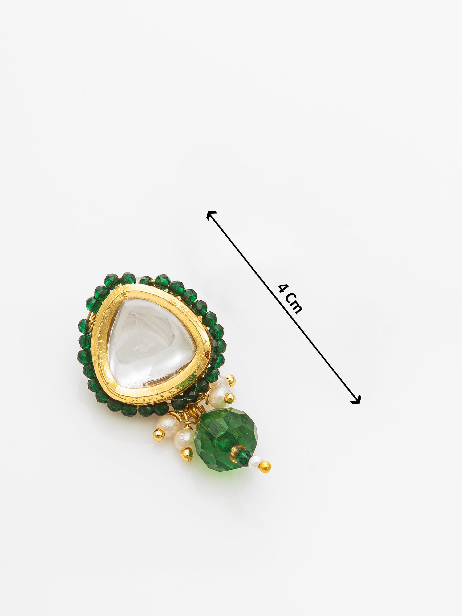 Gold-Plated Green Beaded Kundan Necklace Set for Women – View 4 | Aadita Jewelry