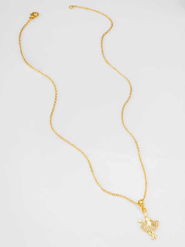 Gold-Tone Pendant Necklace with Heart Stone | Aadita Jewelry