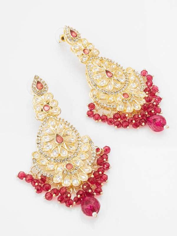 Ruby Red Kundan Chandbali Style Earrings | Aadita Jewelry