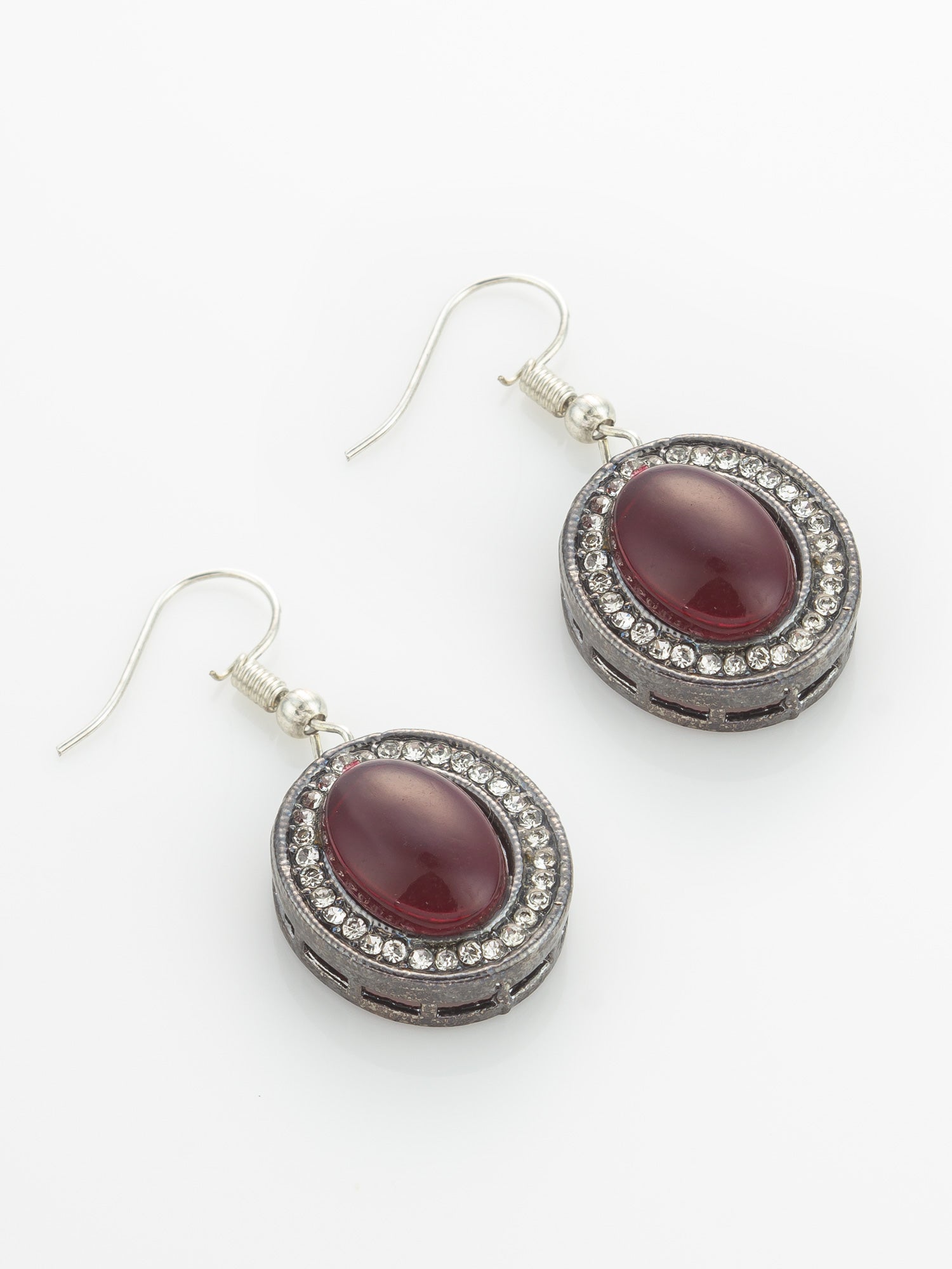 Silver Plated Pearl Choker Set with Maroon Stone – View 2 | Aadita Jewelry