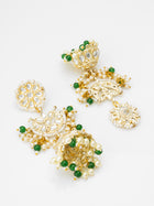 Traditional Kundan Green Bead Pearl Jhumka Earrings – View 2 | Aadita Jewelry