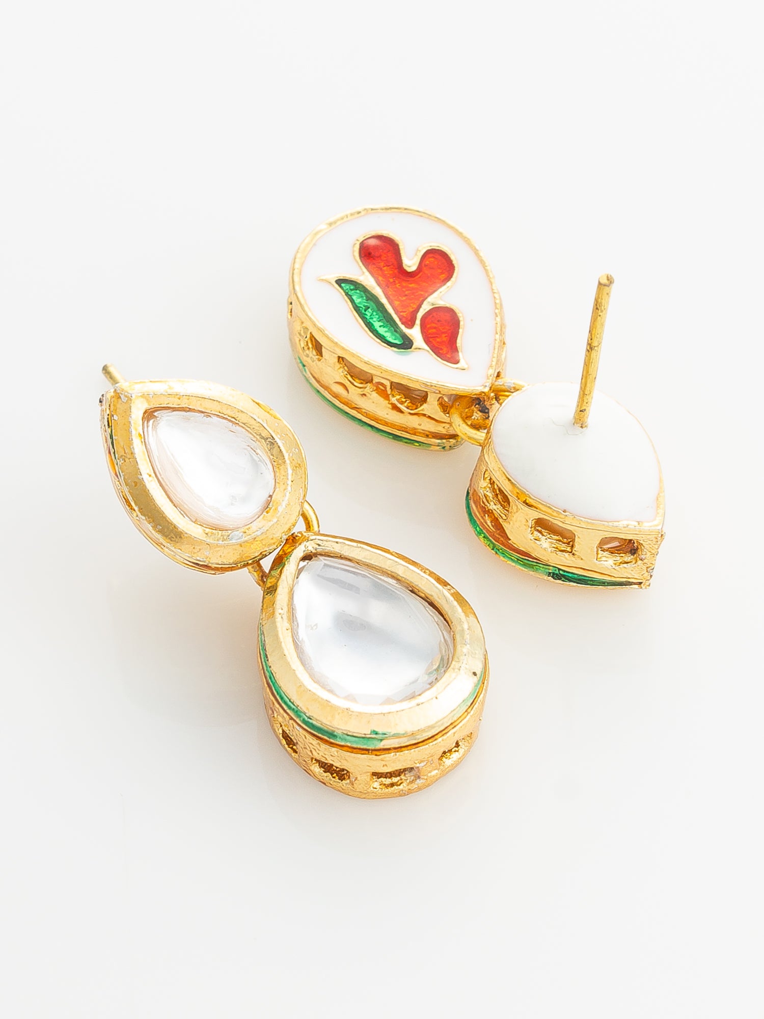 Gold Plated Pearl and Kundan Long Necklace Set – View 3 | Aadita Jewelry