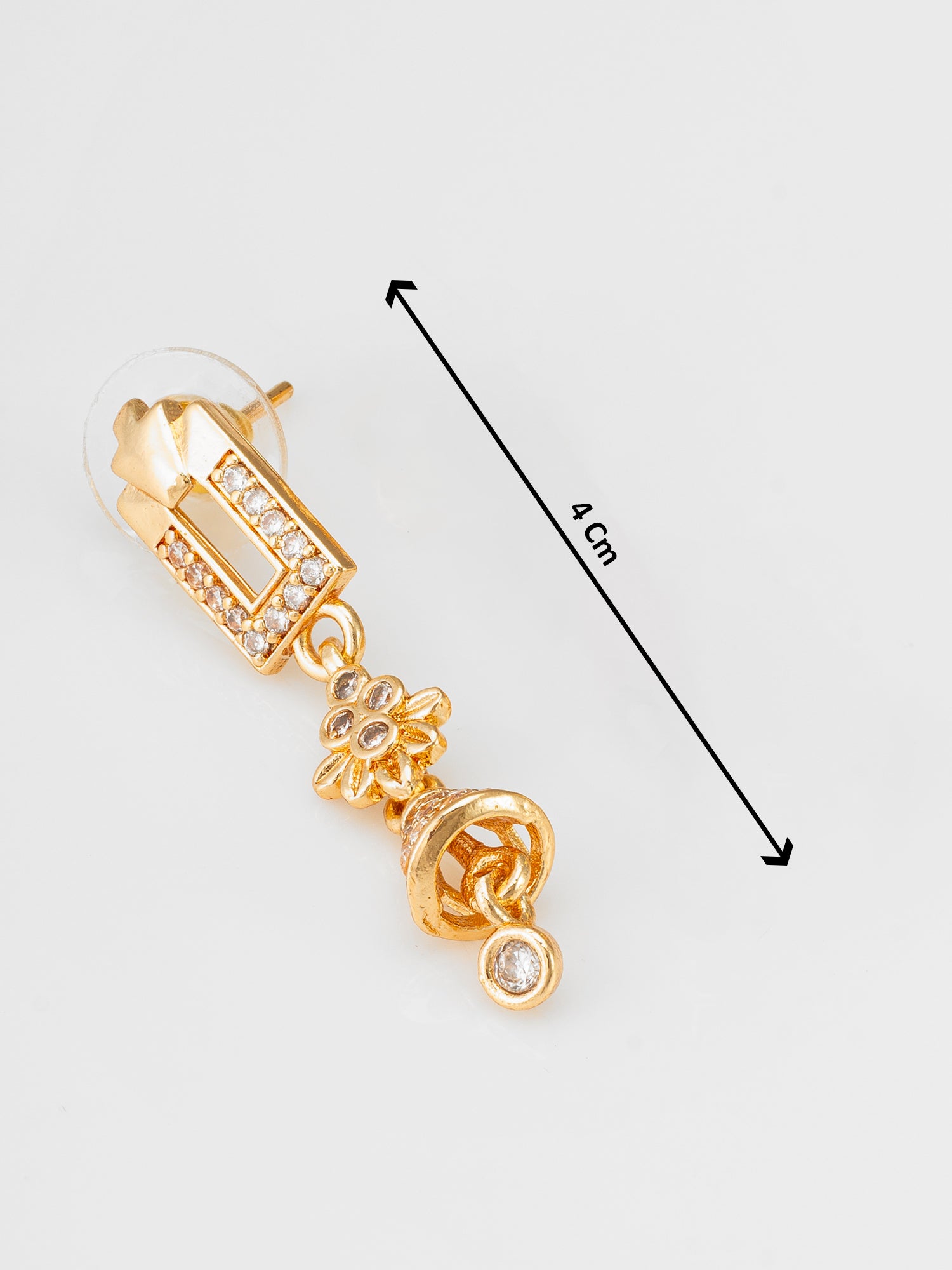 Geometric Floral American Diamond Dangle Earrings – View 3 | Aadita Jewelry