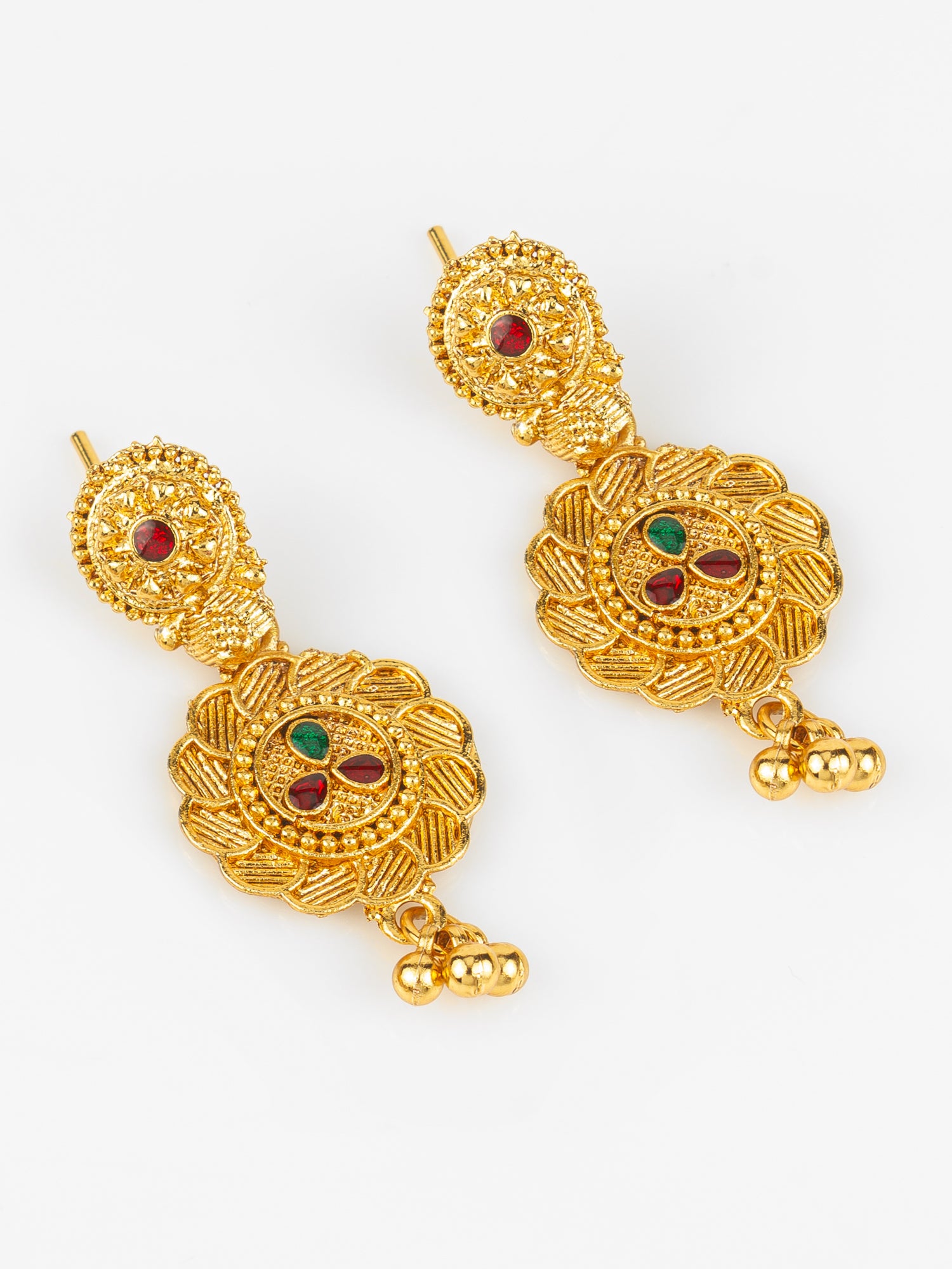 Gold-Plated Temple Necklace Set for Women | Bridal Peacock Jewellery | Traditional Design – View 2 | Aadita Jewelry