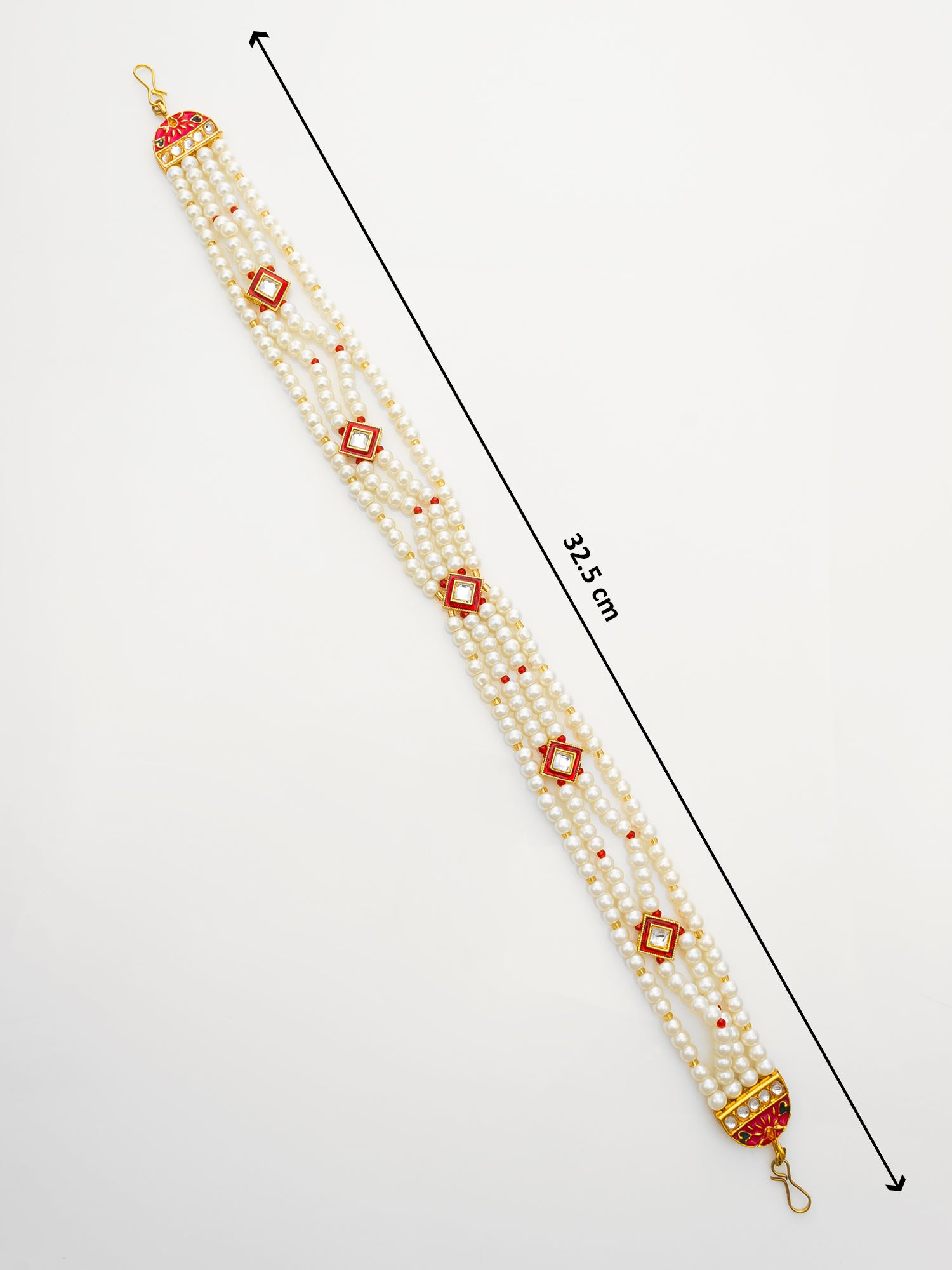 Traditional Gold Plated Pearl Kundan Matha Patti for Women – View 4 | Aadita Jewelry