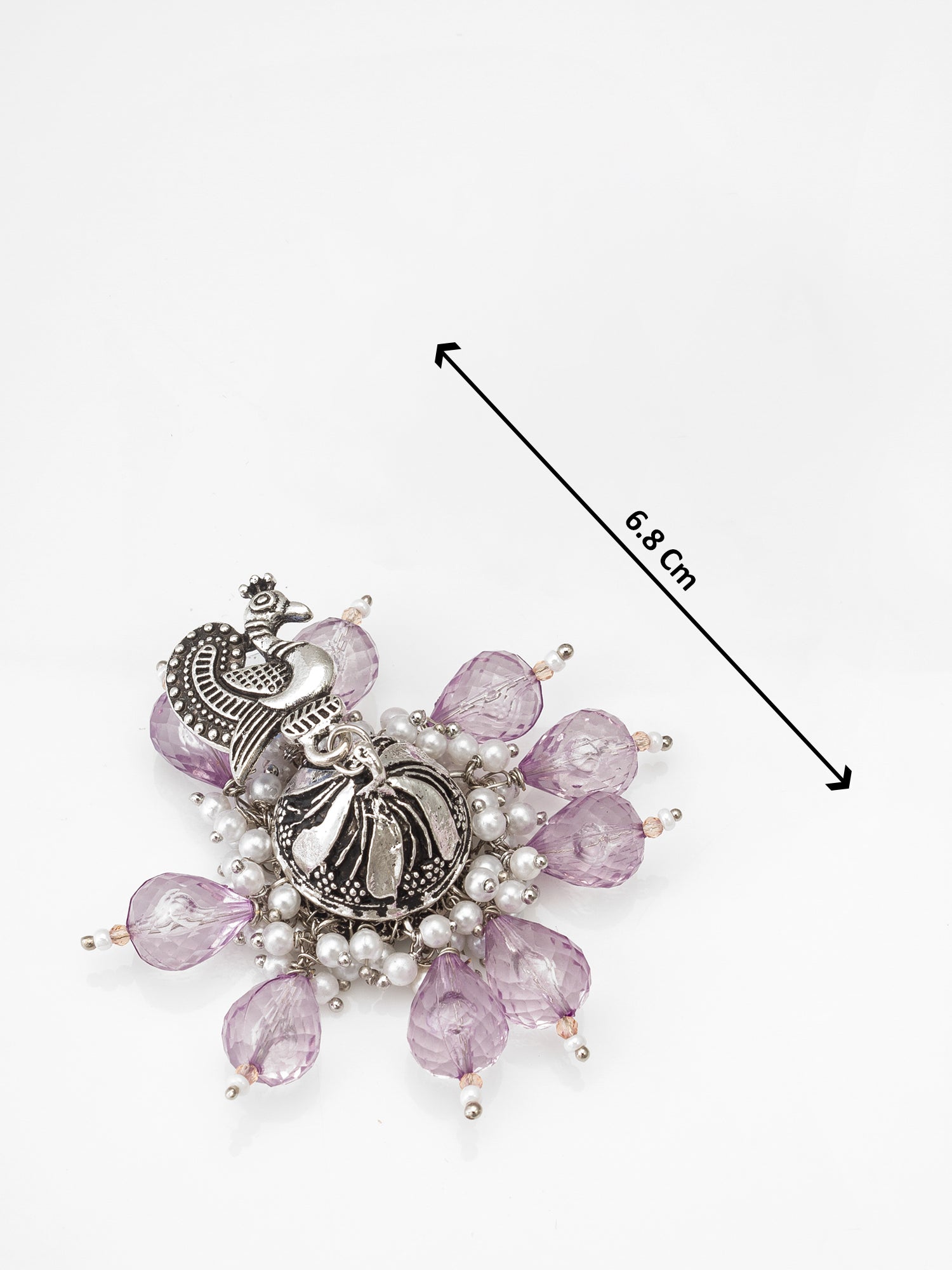 Oxidized Silver Peacock Jhumka Earrings – View 3 | Aadita Jewelry