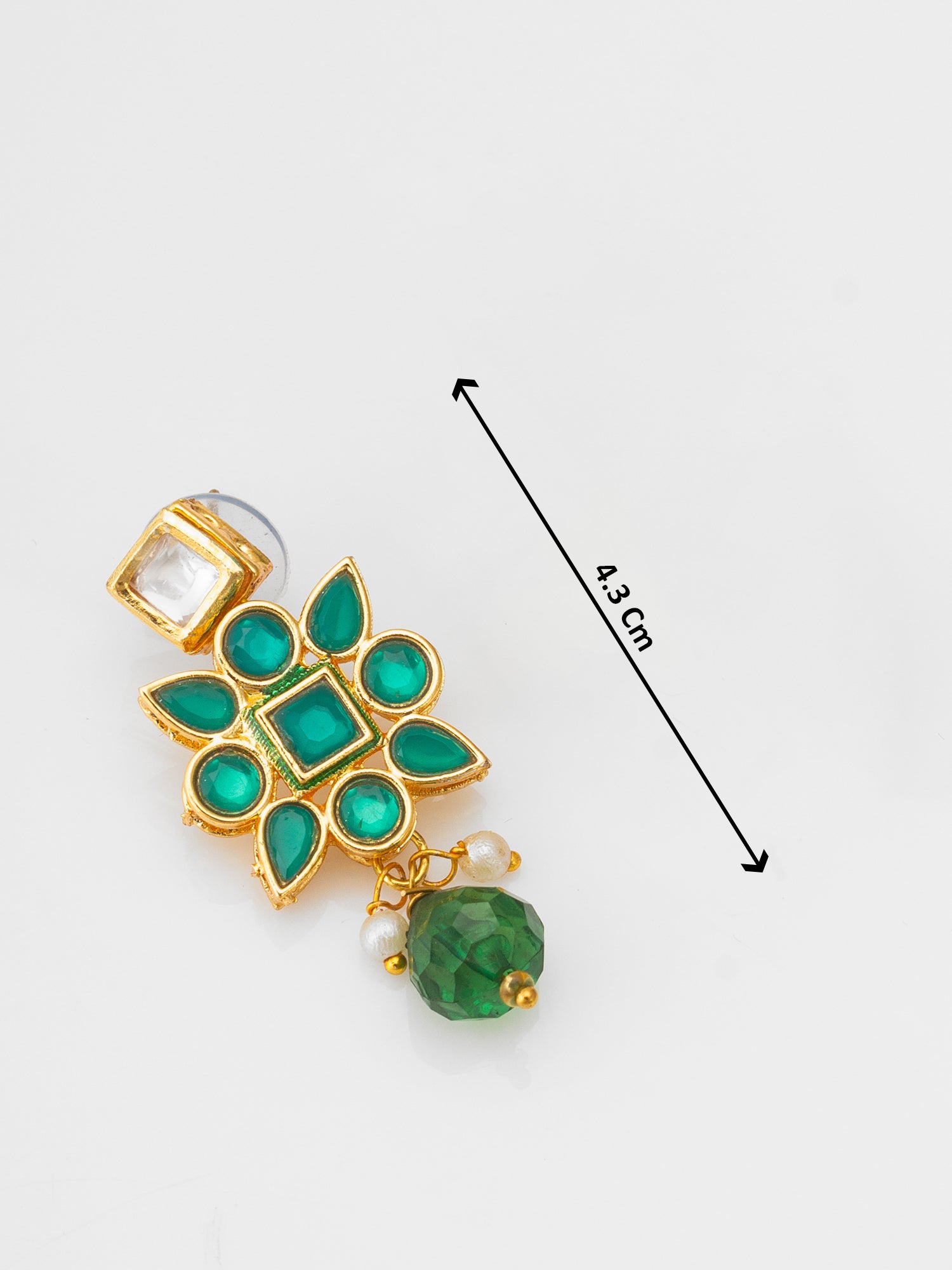 Sky Blue Bead Choker with Emerald Green Kundan Accent Set – View 5 | Aadita Jewelry