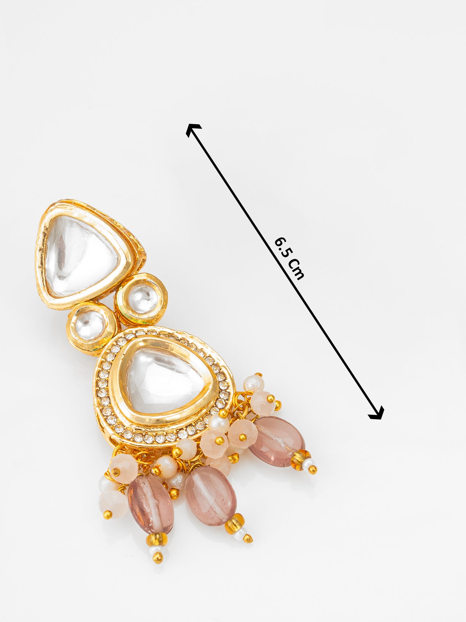 Gold-Plated Kundan Earrings with Crystal Bead Drop – View 3 | Aadita Jewelry