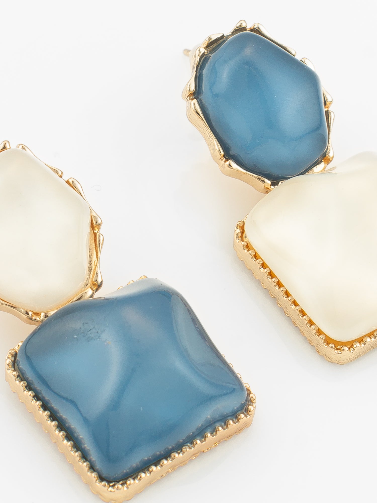 Gold-Plated Asymmetric Dual-Stone Stud Earrings for Women & Girls – View 4 | Aadita Jewelry
