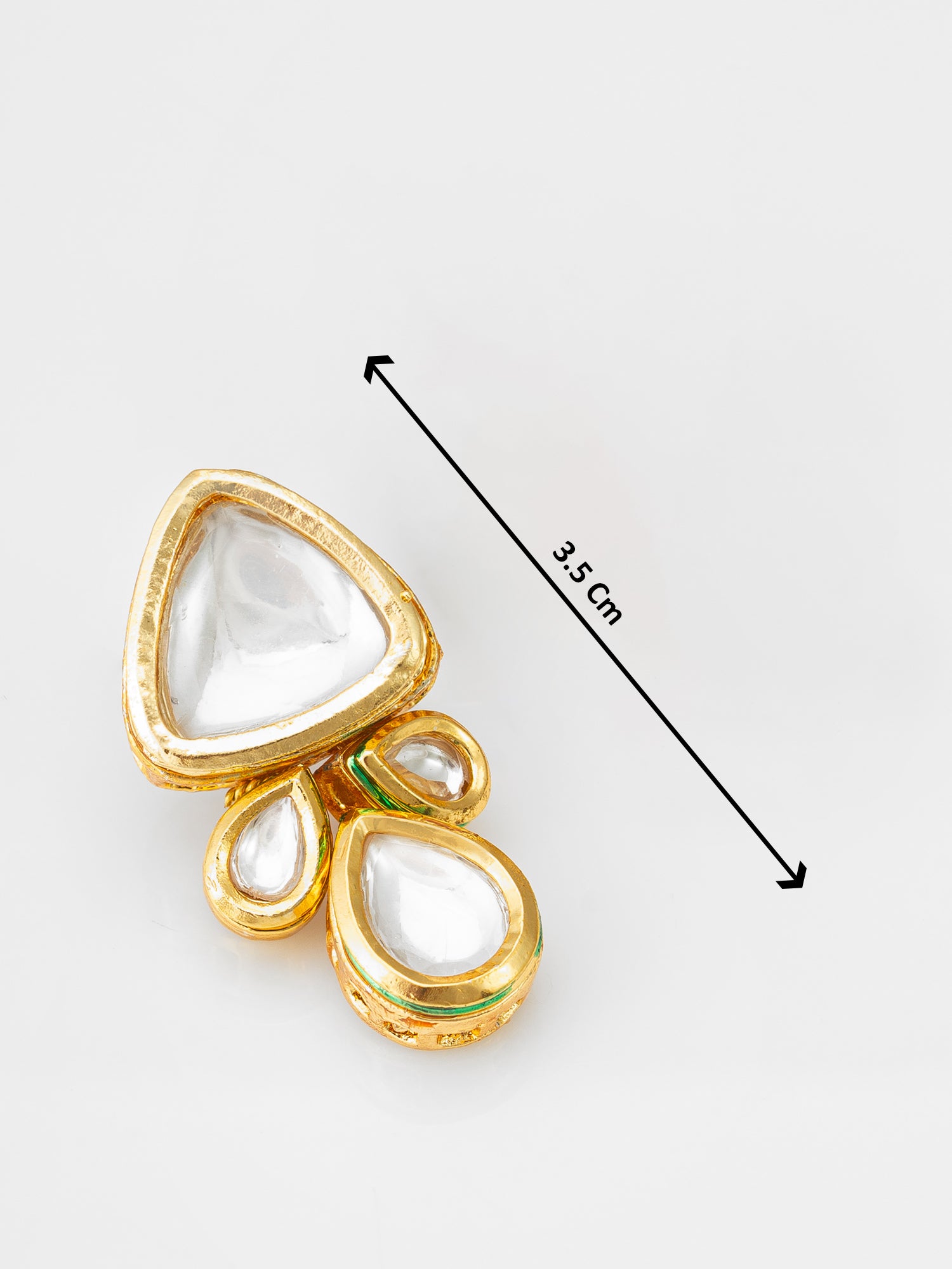 Gold-Toned Kundan Stud Earrings – View 3 | Aadita Jewelry
