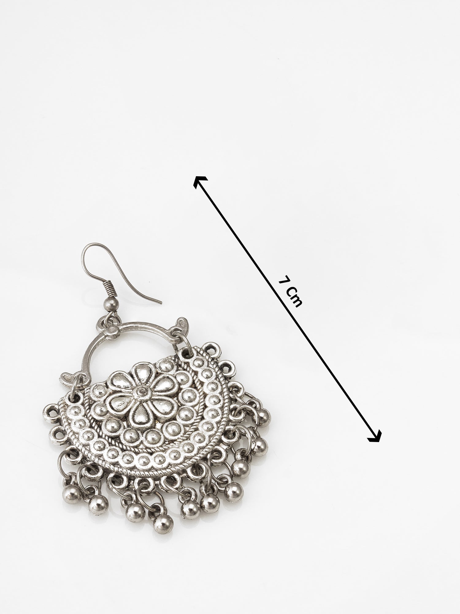 Oxidised Silver Floral Necklace Set with Chandbali Earrings – View 5 | Aadita Jewelry