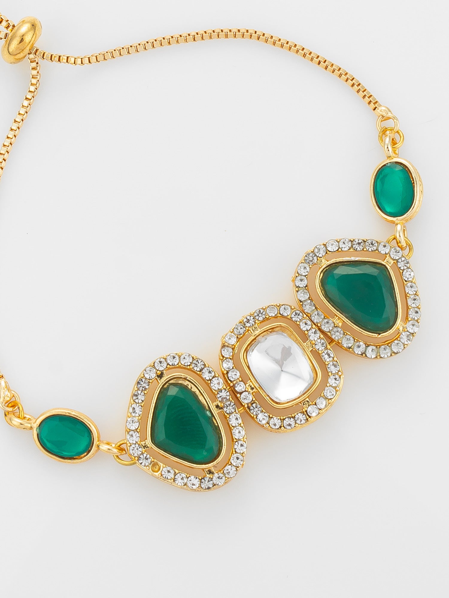 Asymmetric Green Stone Adjustable Bracelet – View 3 | Aadita Jewelry