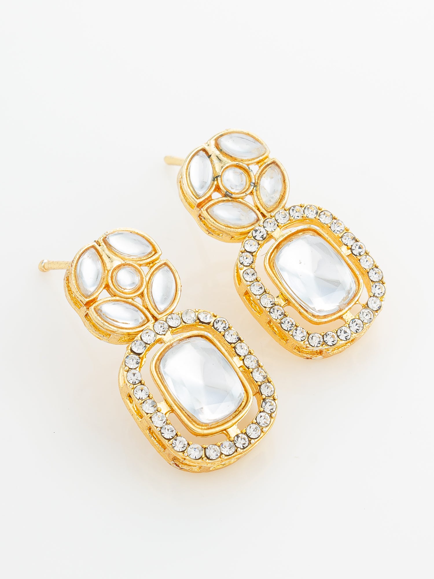 Geometric Crystal Statement Earrings – View 2 | Aadita Jewelry