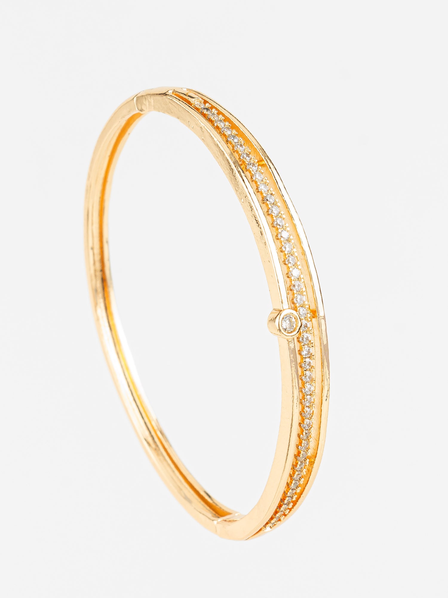 Gold Plated AD Stone Studded Elegant Bangle Bracelet for Women | Aadita Jewelry