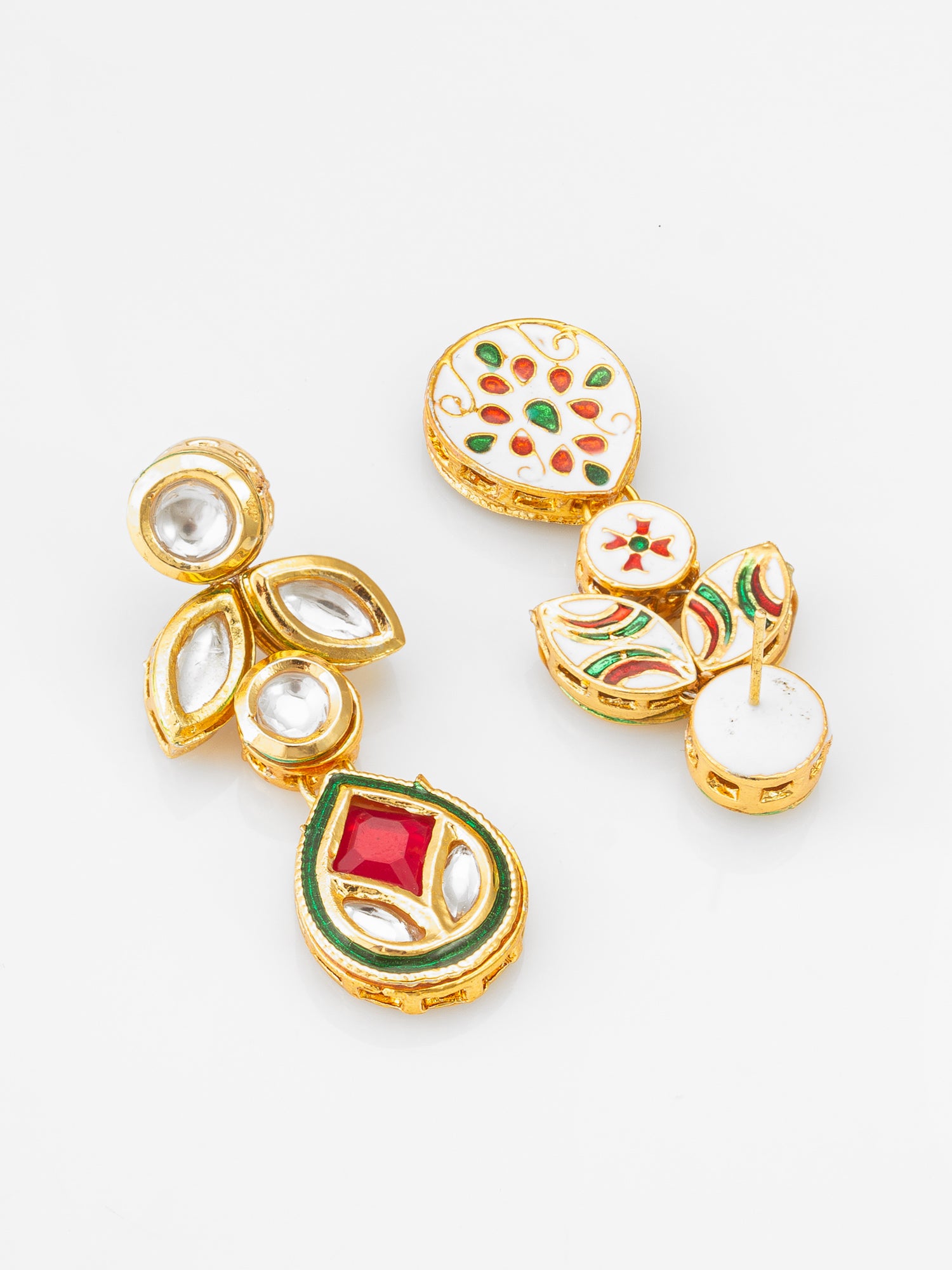 Gold-Plated Kundan Dangle Earrings with Drop – View 2 | Aadita Jewelry