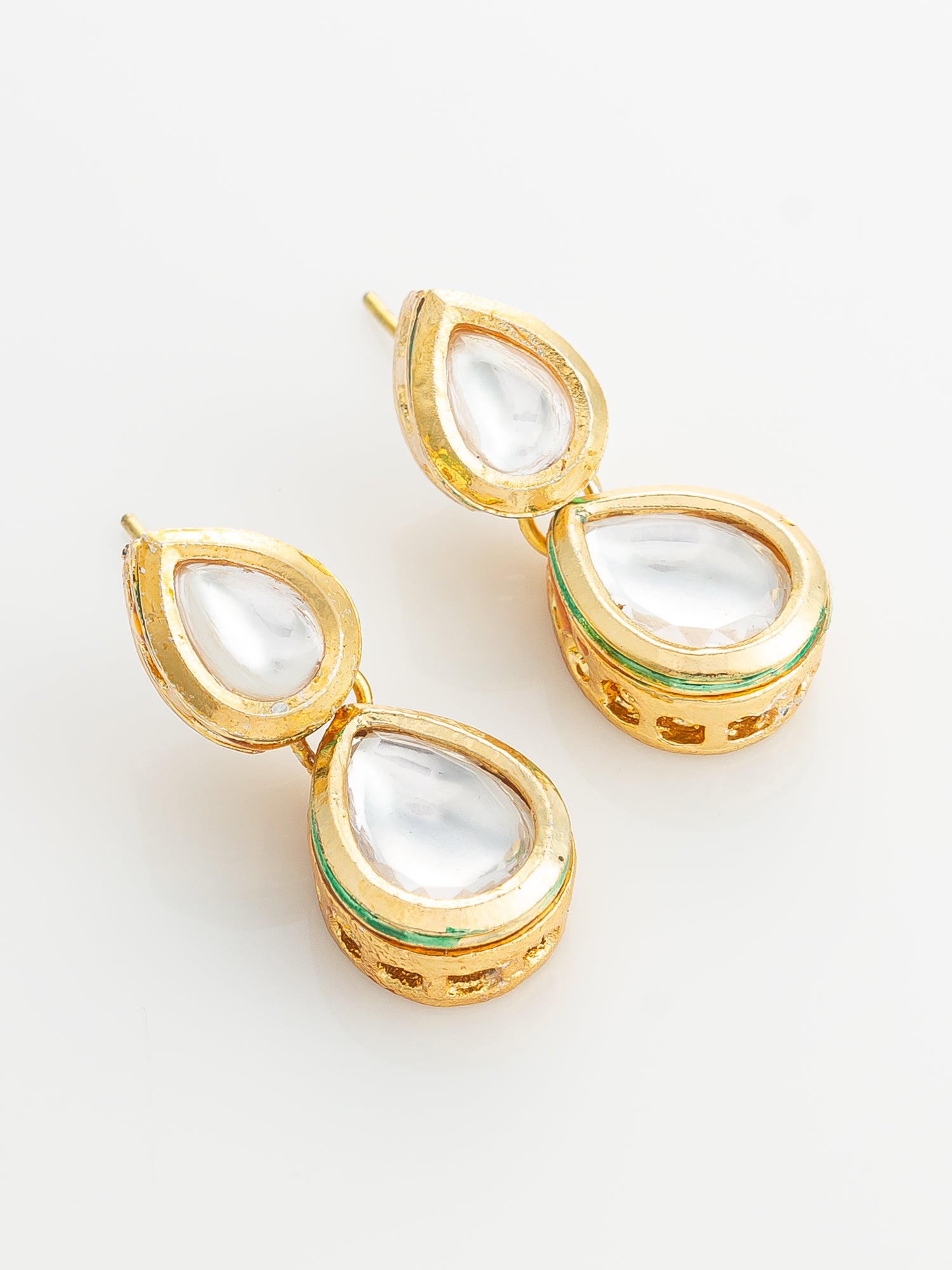 Gold Plated Pearl and Kundan Long Necklace Set – View 2 | Aadita Jewelry