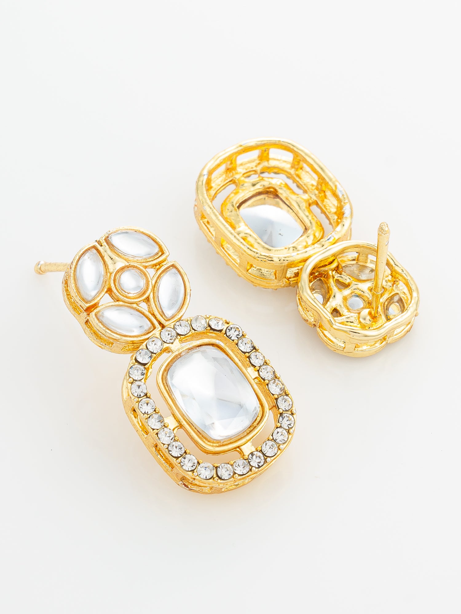 Geometric Crystal Statement Earrings – View 3 | Aadita Jewelry