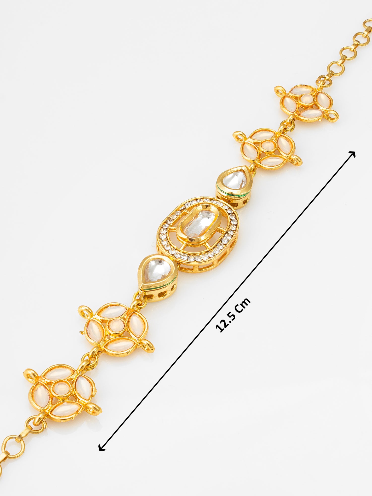 Gold-Plated White Kundan Bracelet – View 4 | Aadita Jewelry