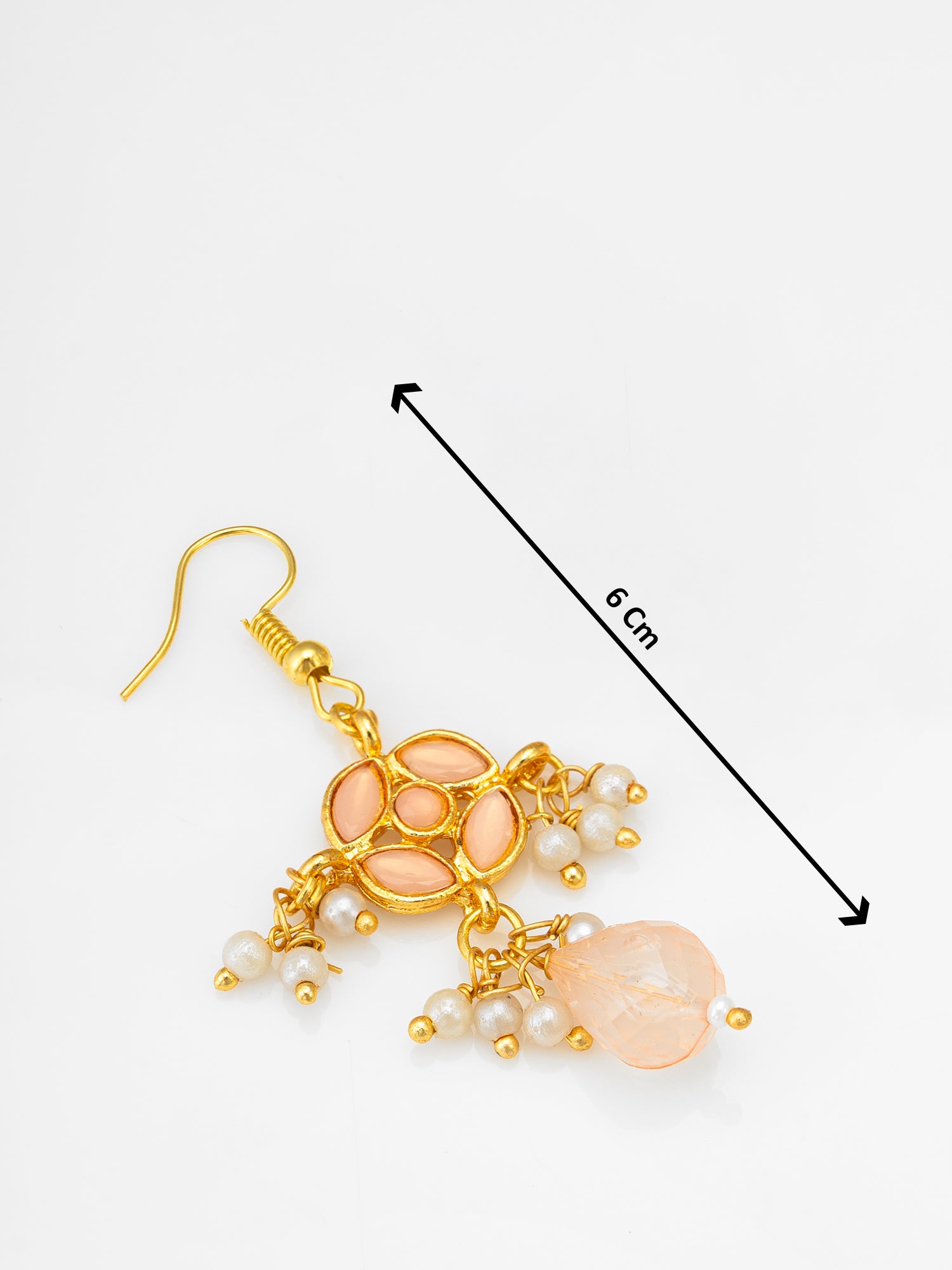 Elegant Peach Stone and Pearl Beaded Gold Plated Necklace Set – View 5 | Aadita Jewelry