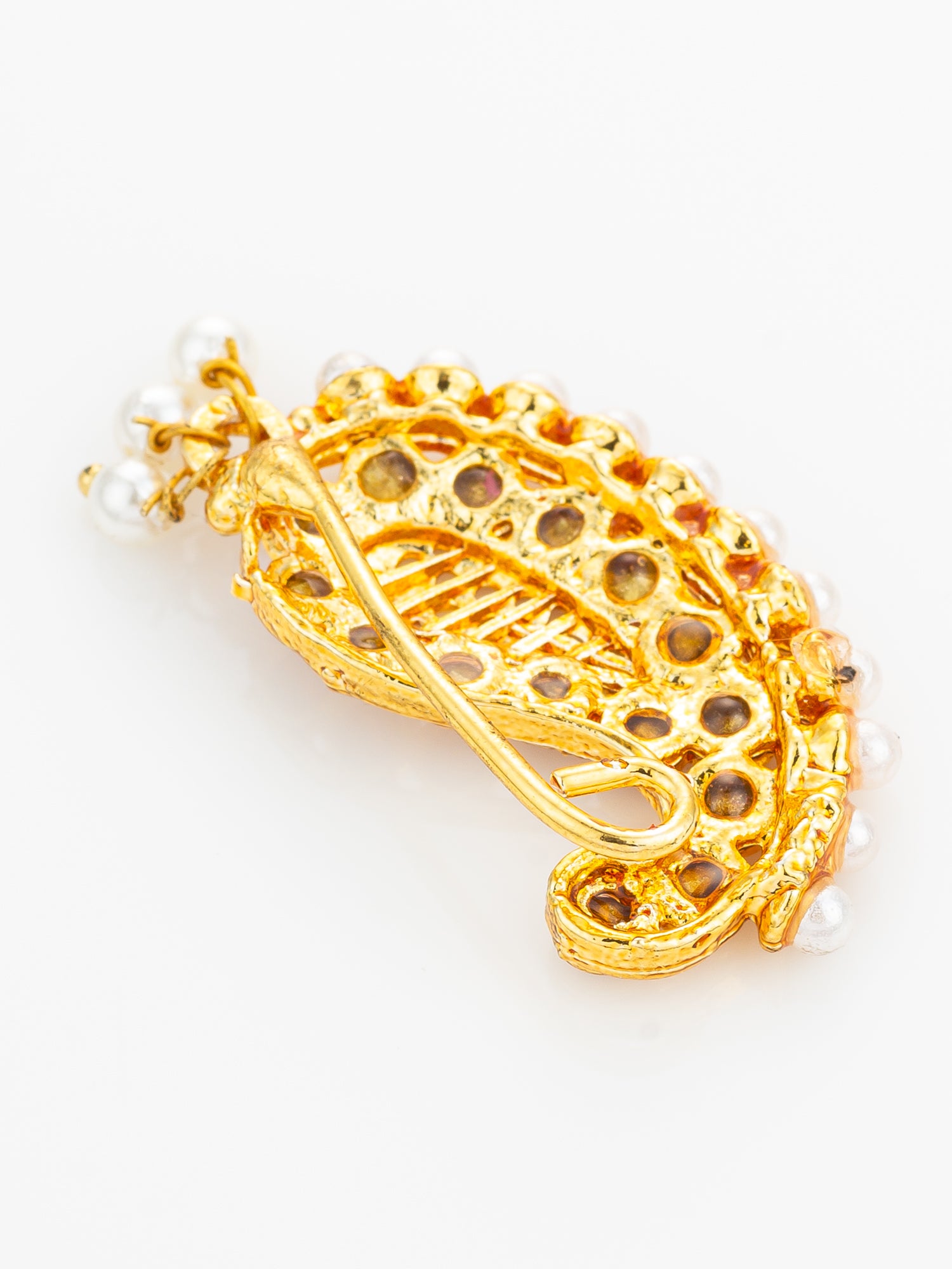 Gold Plated Openwork Pink Nath – View 3 | Aadita Jewelry