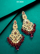 Ruby Red Kundan Chandbali Style Earrings – View 5 | Aadita Jewelry