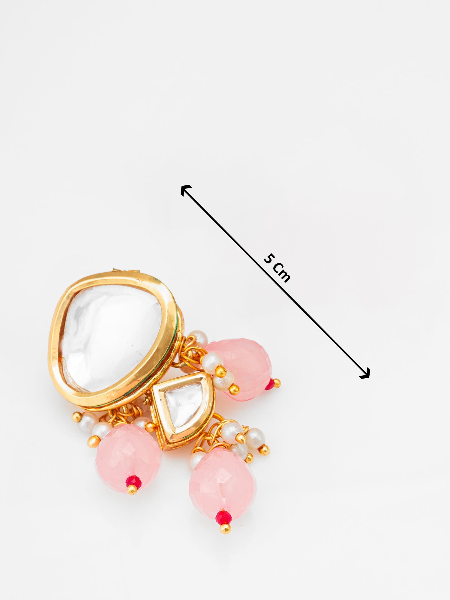 Pink Kundan Necklace Set with Beaded Drops – View 5 | Aadita Jewelry